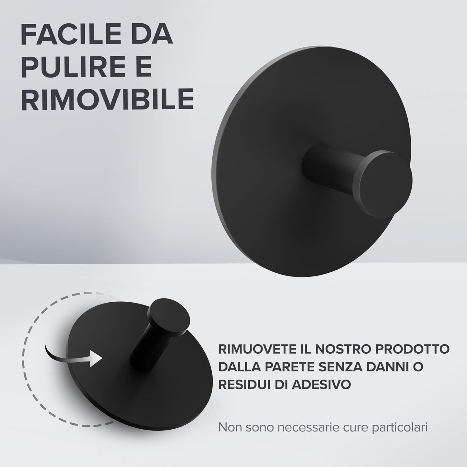 Thumbnail 2 de ovimar Gancio per Asciugamani Set di 2 in Acciaio Inox Nero – Design Moderno e Installazione Adesiva