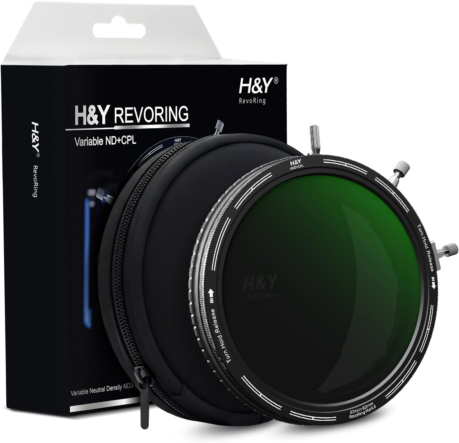 Detalle de H&Y RevoRing Mark II 67-82mm: Adjustable 3‑in‑1 VND + CPL with Rapid-Switch