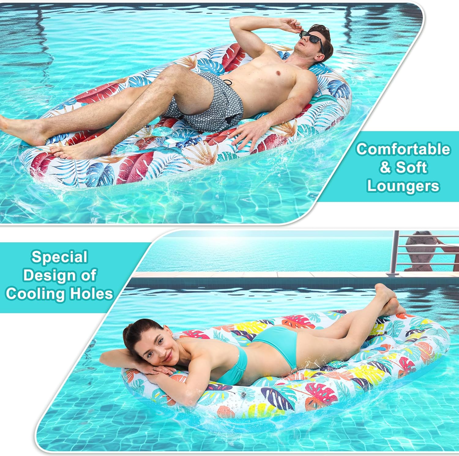 Detalle 2 de 2 Pack Instaywell Extra-Large Pool Floats Lounger for Adults