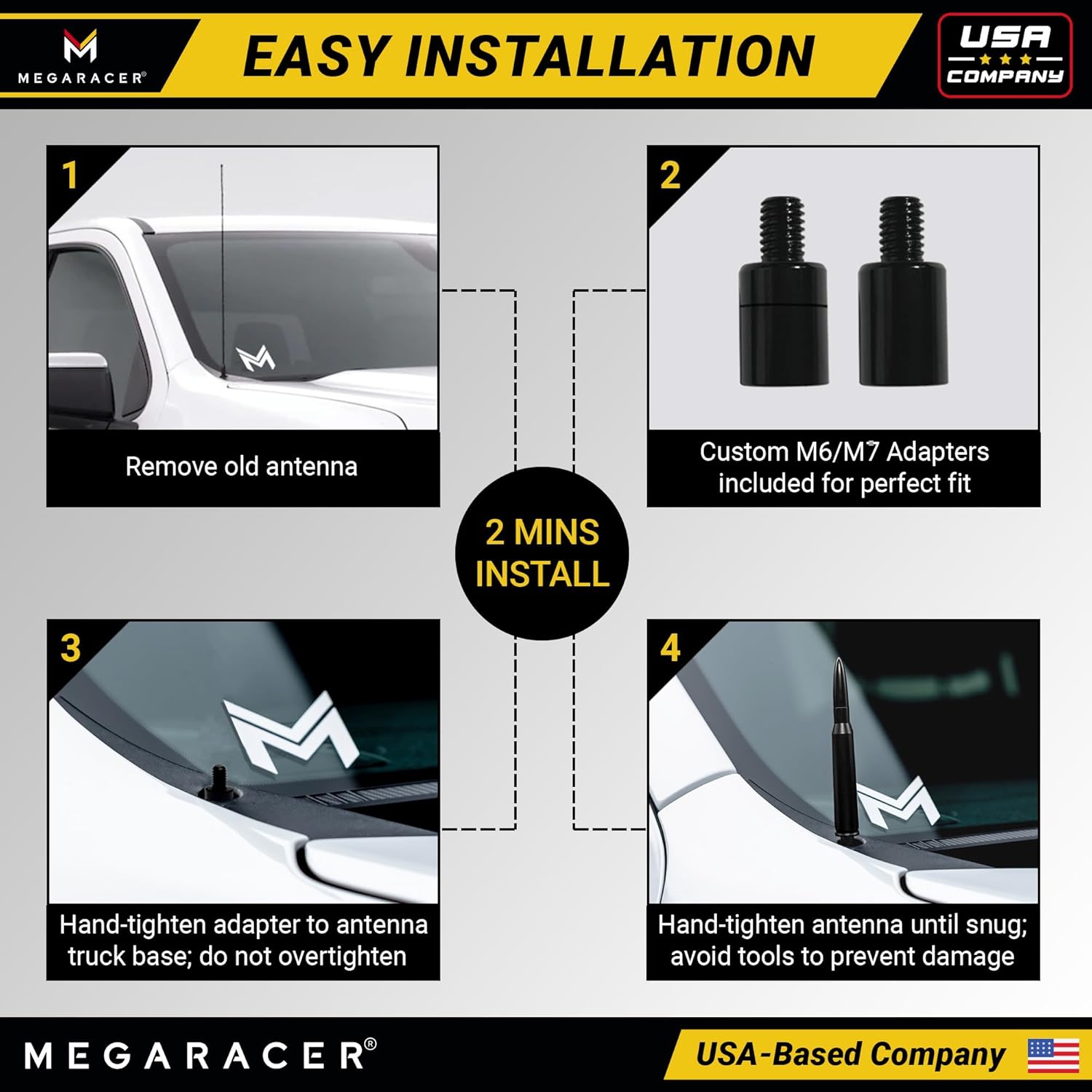 Thumbnail 6 de Anodized 50 Cal Bullet Antenna for Chevy Silverado & GMC Sierra (1999–2026) — Rugged Billet Aluminum Short Replacement, Black