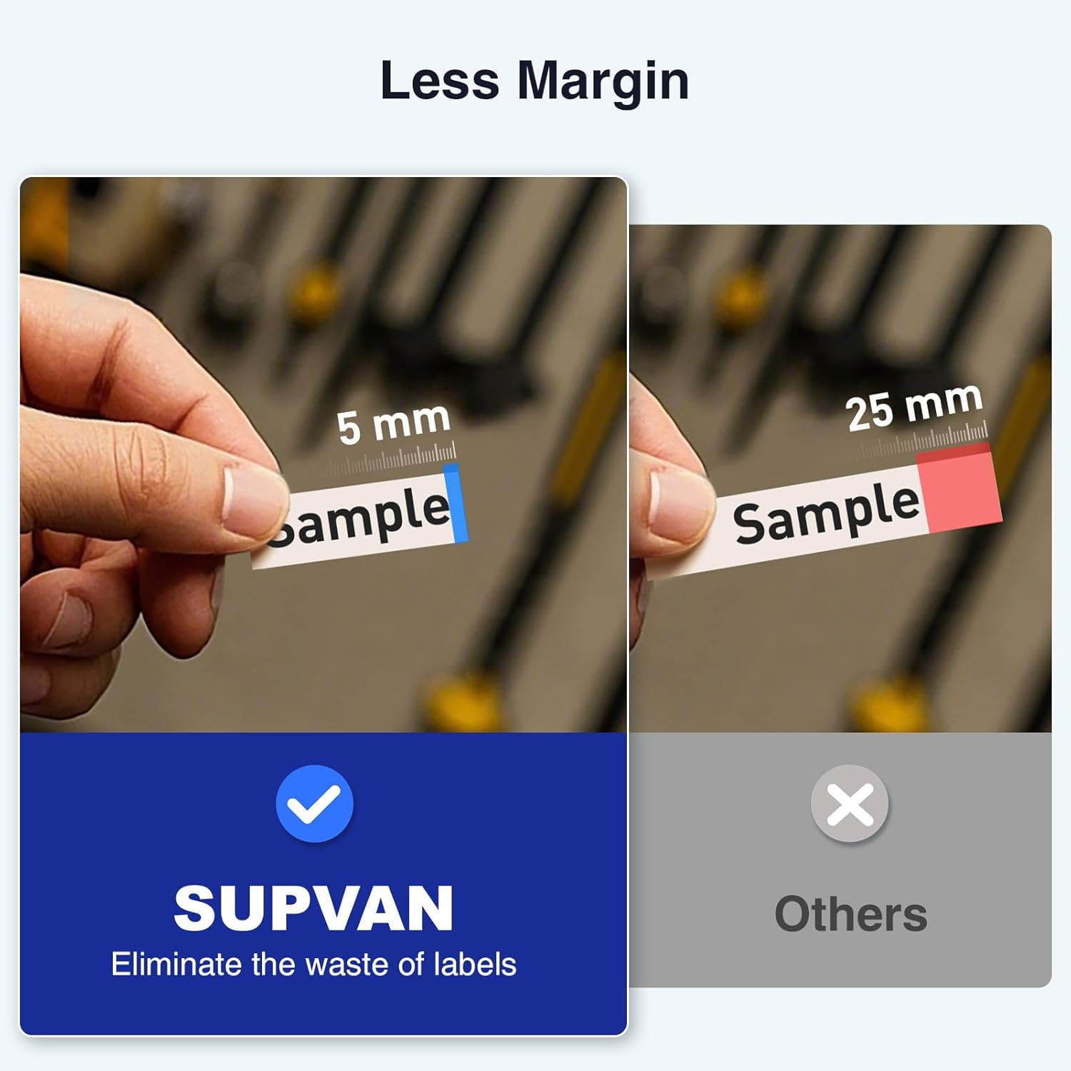 Detalle 2 de SUPVAN E11 Bluetooth label maker with keyboard & app, 4 tape options and rechargeable battery