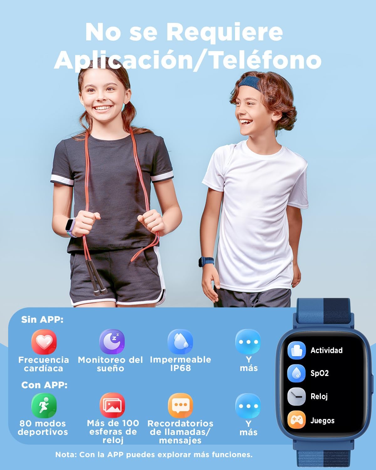Thumbnail 1 de BIGGERFIVE Pulsera Actividad Infantil con Reloj Inteligente