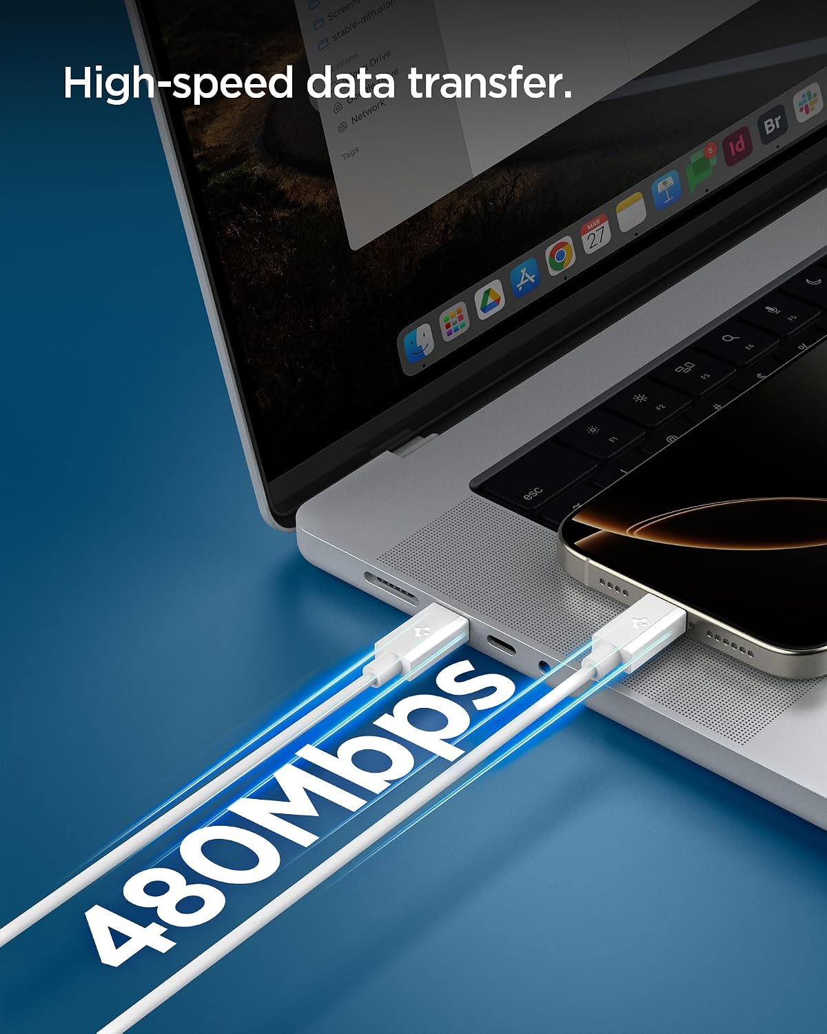 Detalle 2 de Spigen ArcWire Essential 60W USB-C auf USB-C Kabel – 1 m, Weiß