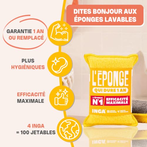 Thumbnail 4 de INGA Éponges Durables 4 Éponges - Réutilisables et Lavables, Sans Rayer