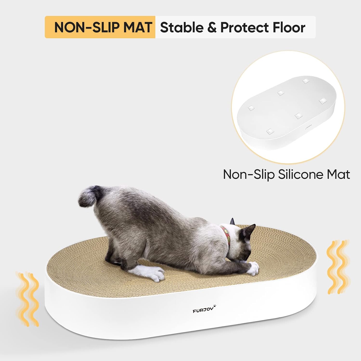 Detalle 2 de Furjoy Katzen Kratzbrett 63 x 35 x 10 cm Oval