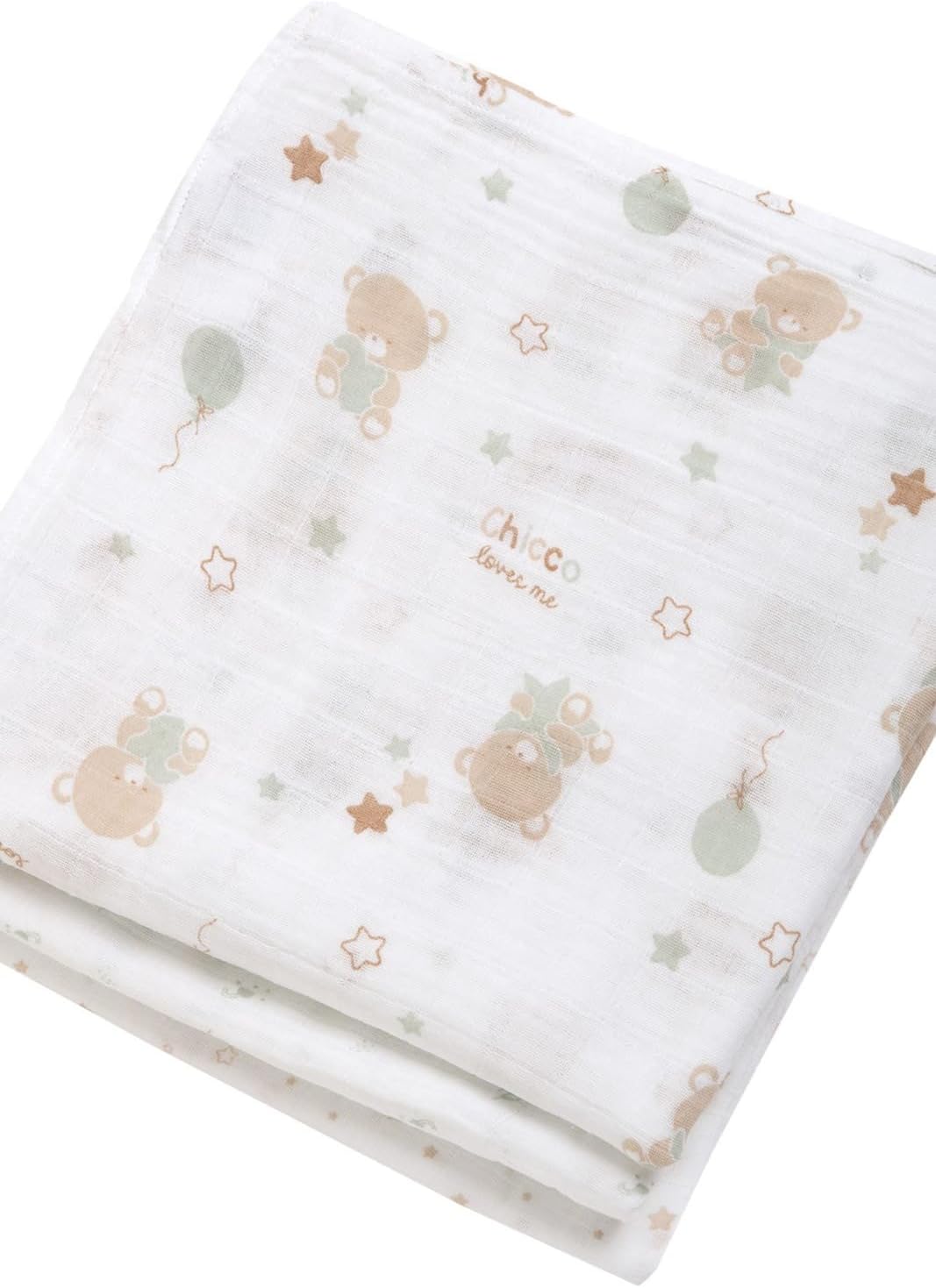 Detalle 2 de Chicco Set di 3 Mussole Neonato in Cotone Morbido: versatile e regalo ideale