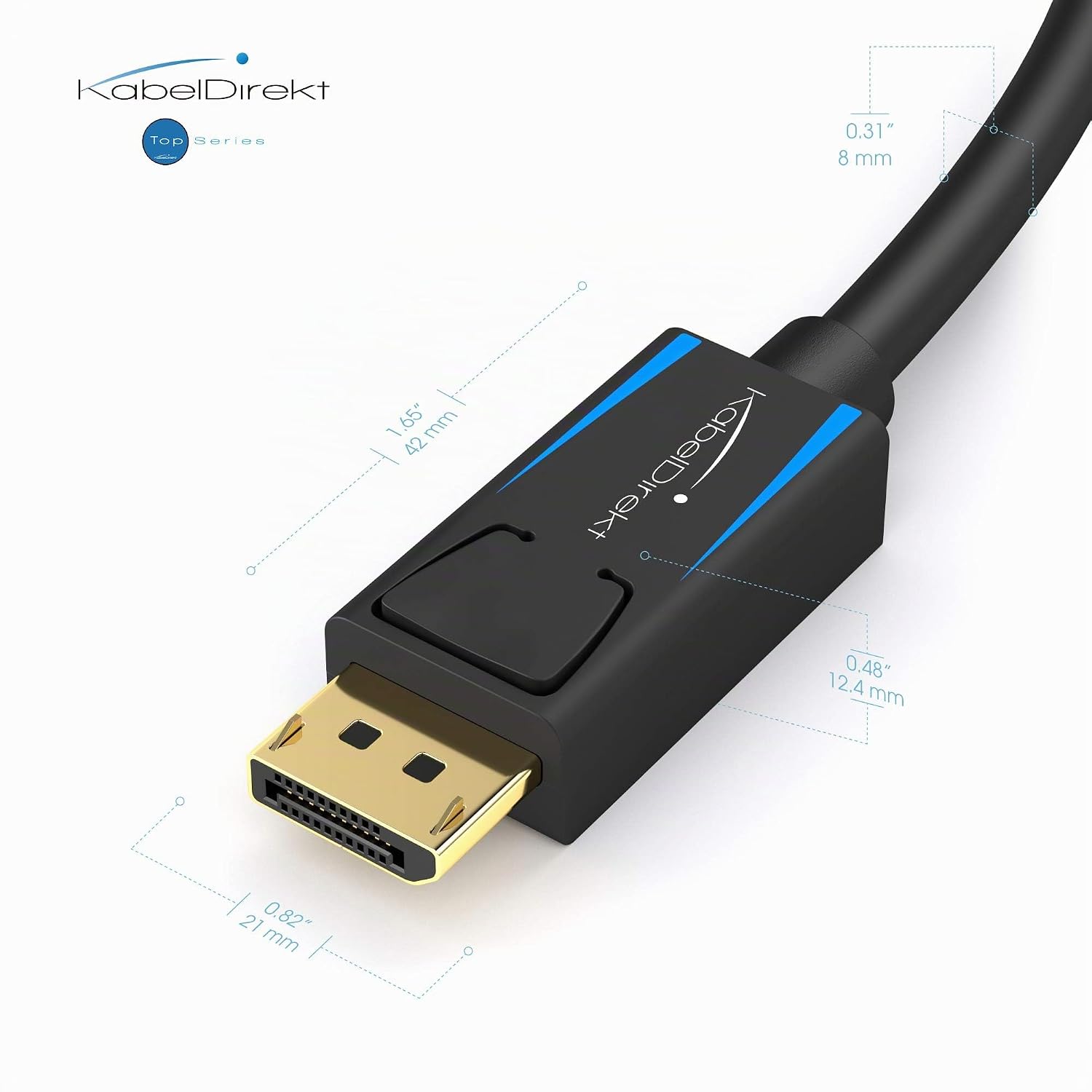 Detalle de KabelDirekt DisplayPort 8K – Cavo DP 1.4 con AIS e schermatura multistrato, 1 m