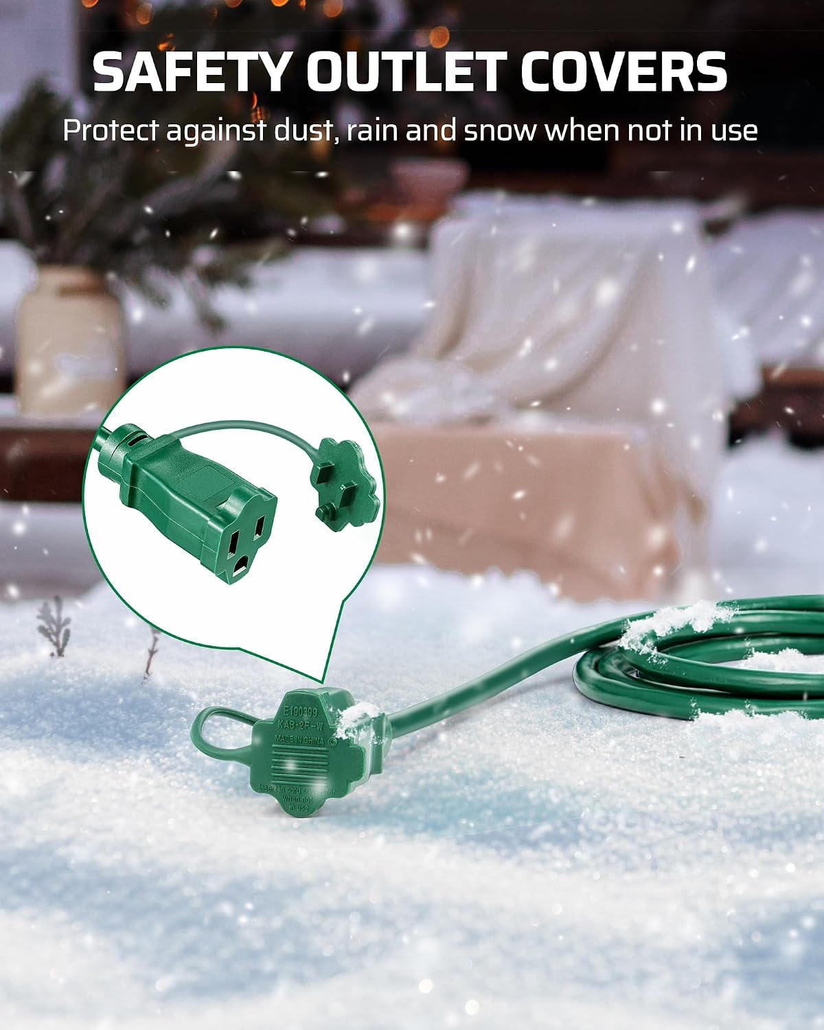 Thumbnail 2 de DEWENWILS KAB-302N Outdoor Extension Cord, 25 ft, 3 Outlets, 16/3 SJTW