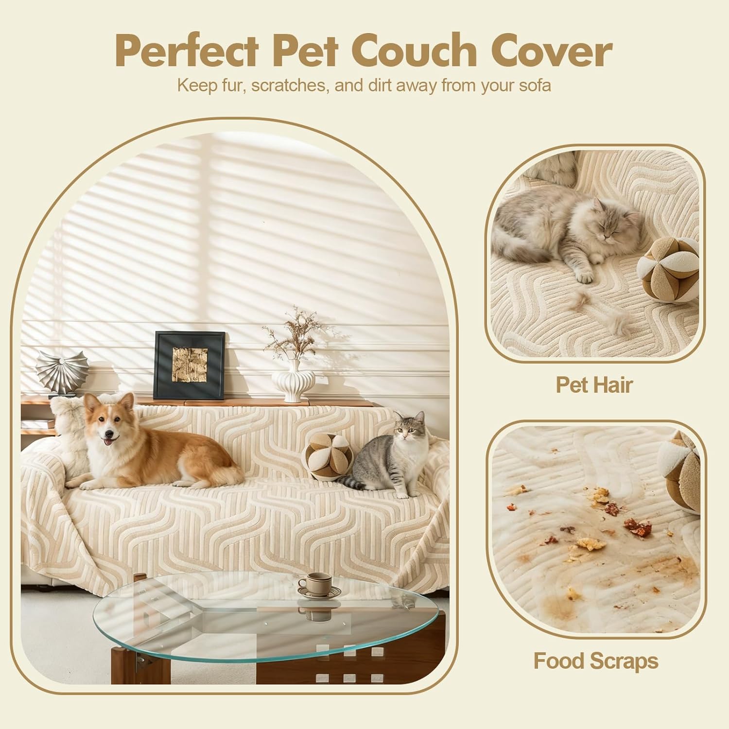 Thumbnail 2 de Housse de canapé WEYOND en peluche douce antidérapante (brun clair) 180 × 260 cm