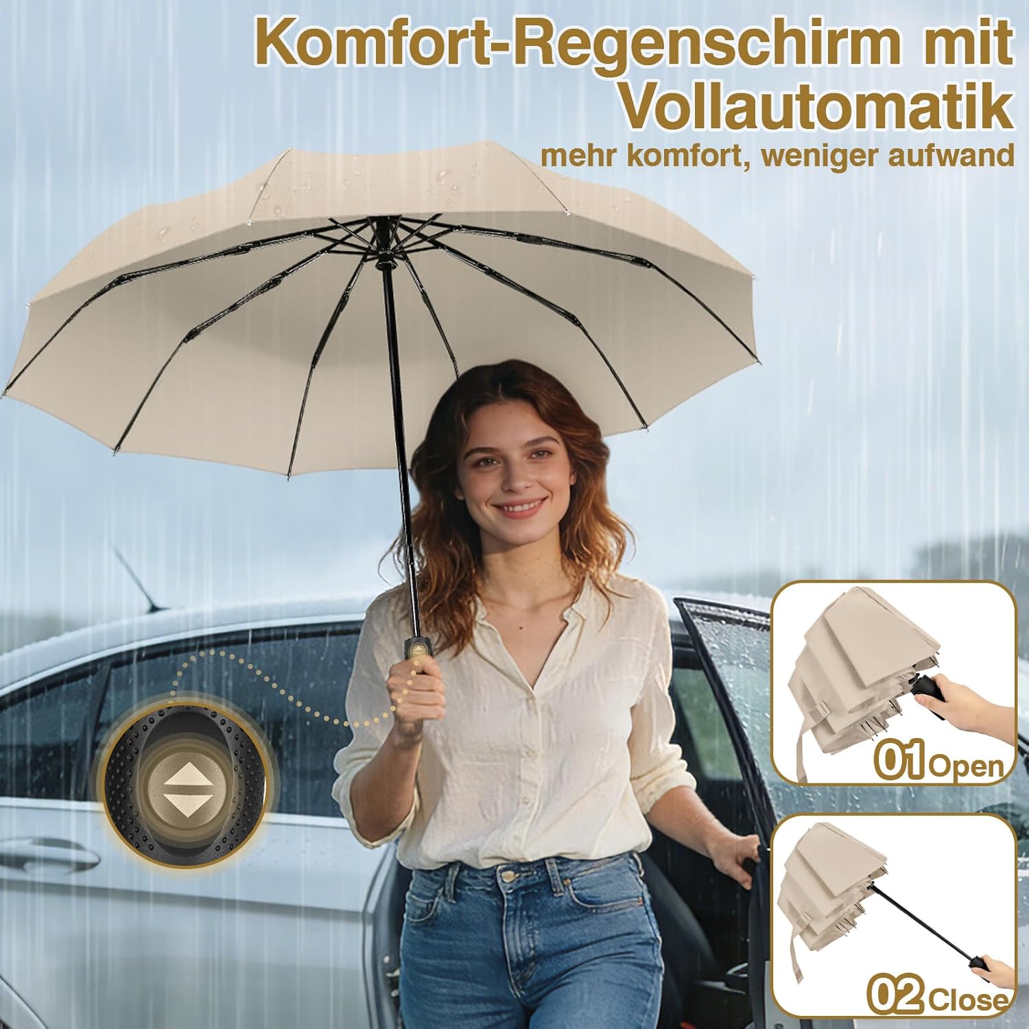 Thumbnail 5 de ZOMAKE Regenschirm Sturmfest – Klein & 114 cm großer Taschenschirm, windfest, Auto-Open/Close, UV-Schutz SPF 30+