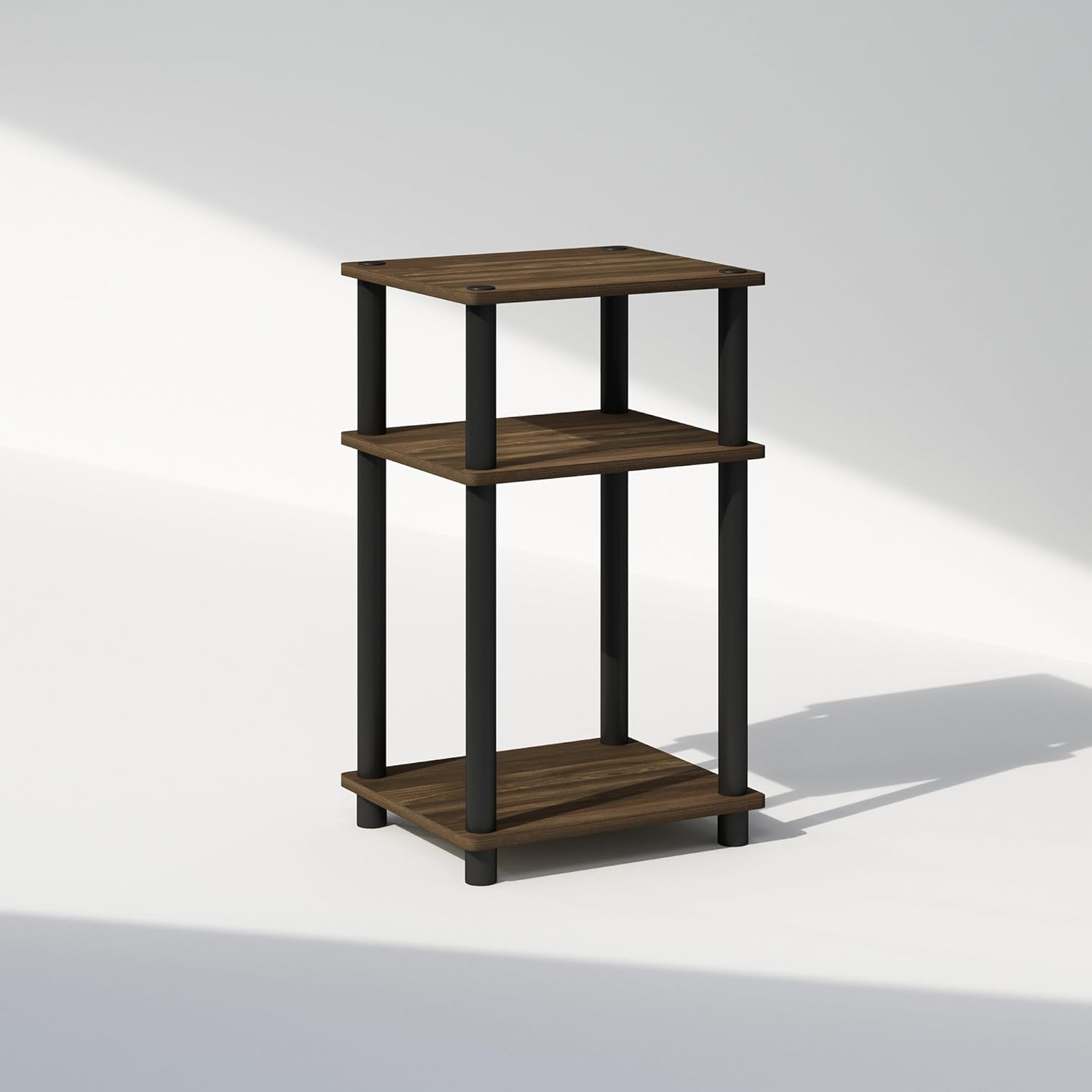 Detalle 2 de Furinno Just 3-Tier Turn-N-Tube Open Storage Nightstand (1-Pack) in Columbia Walnut/Black