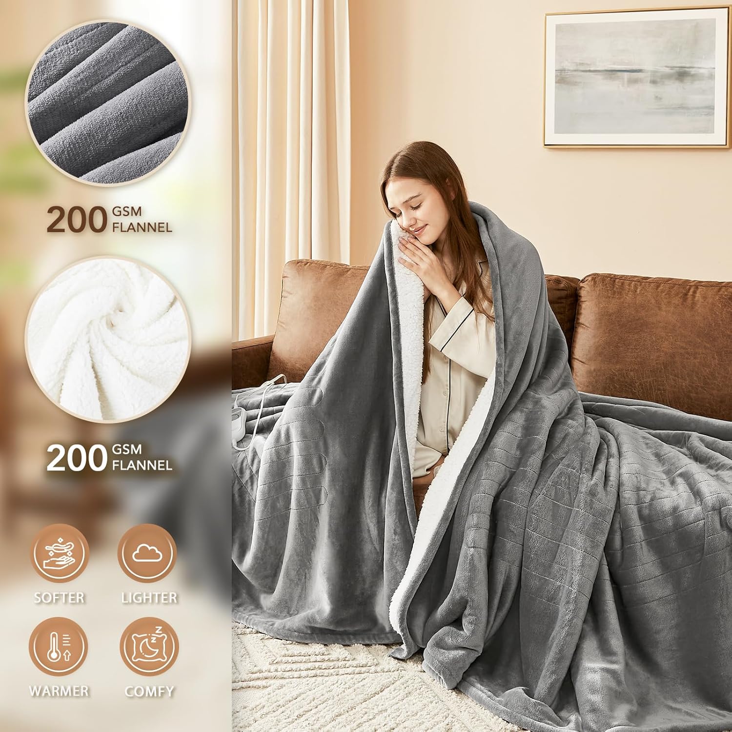 Thumbnail 2 de Homemate Electric Heated Blanket 62"x84"