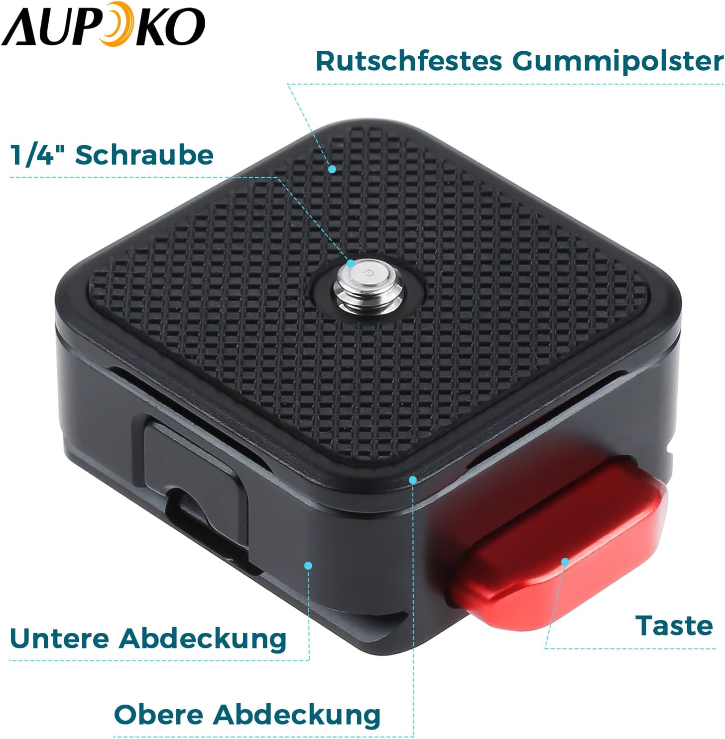 Detalle de Aupoko Quick Release Plate 1/4" to 3/8" for Arca Swiss – Claw Plate with Two Buttons