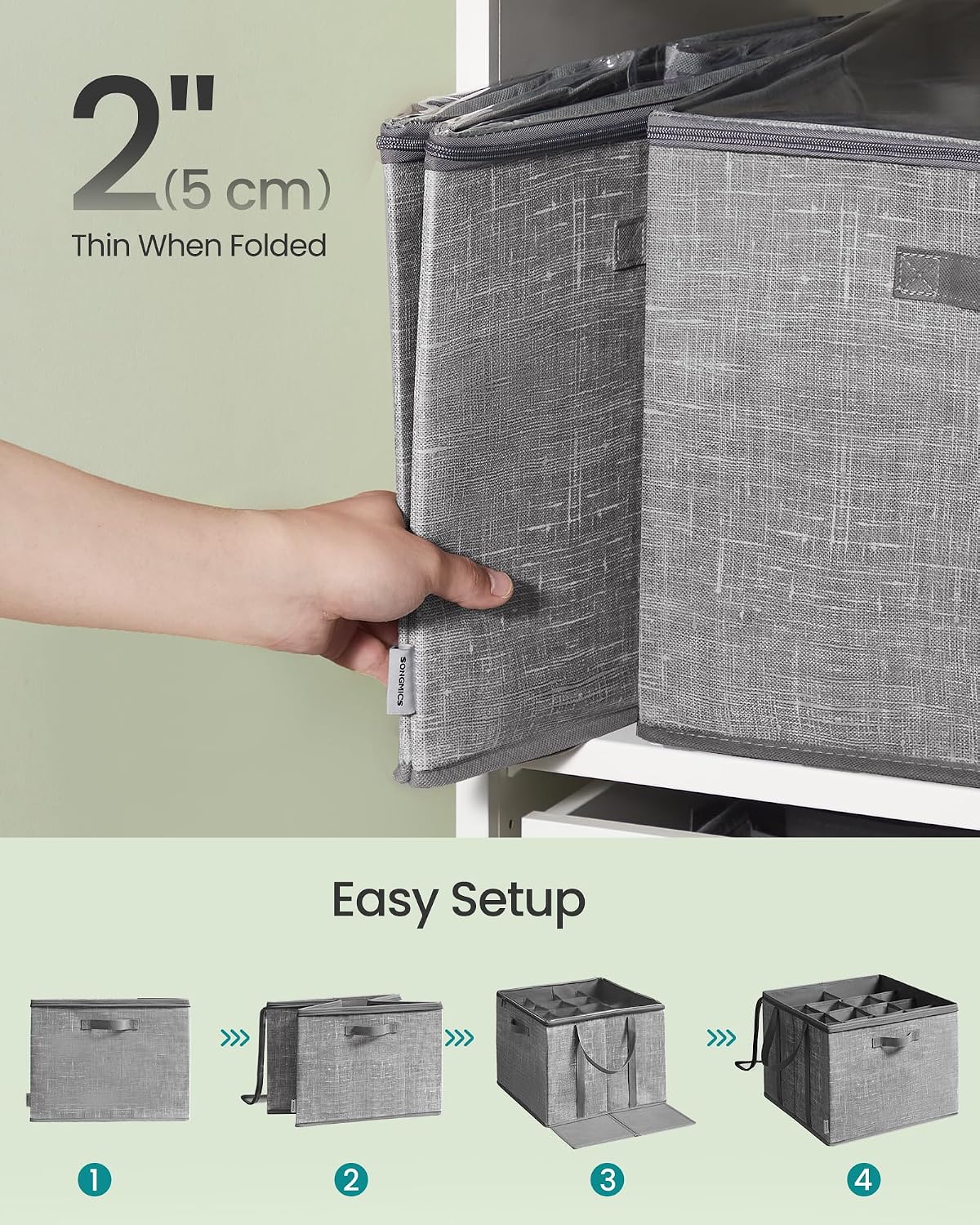 Detalle de SONGMICS Tina Collection LSP601G01 Shoe Organiser Box, Clear Lid, Grey