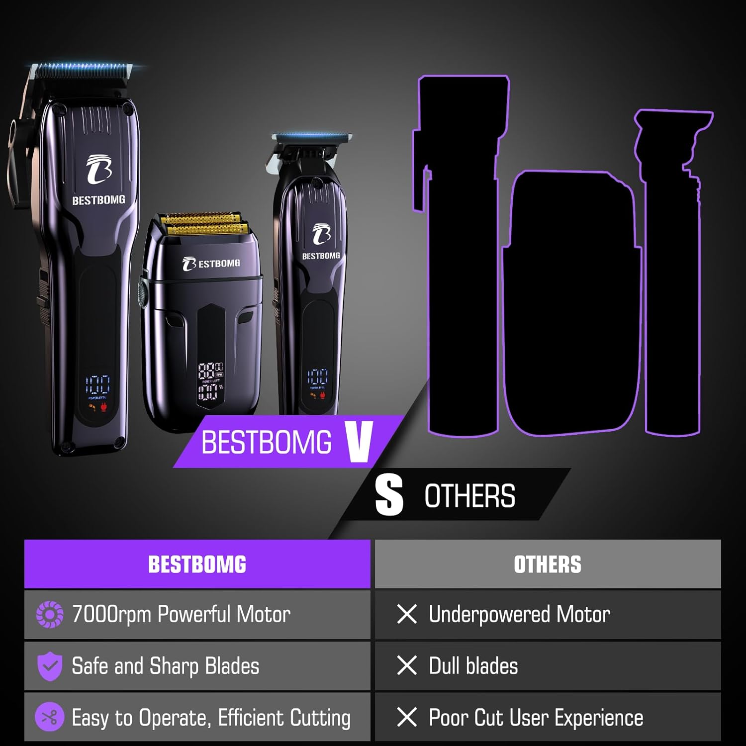 Thumbnail 4 de BESTBOMG BS-808C Hair Clippers Kit for Men: Pro-Level Clipping with All-Metal Build