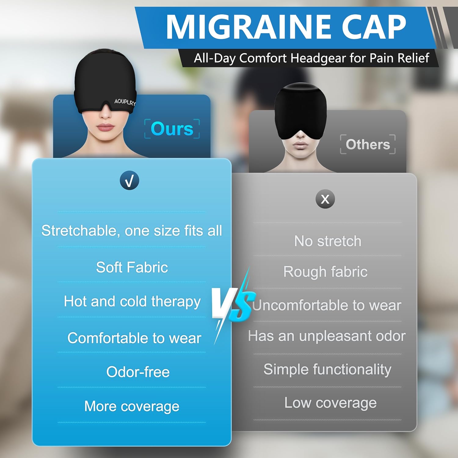 Thumbnail 2 de Migraine Relief Cap: 360° Gel Surround Wearable for Hot & Cold Therapy