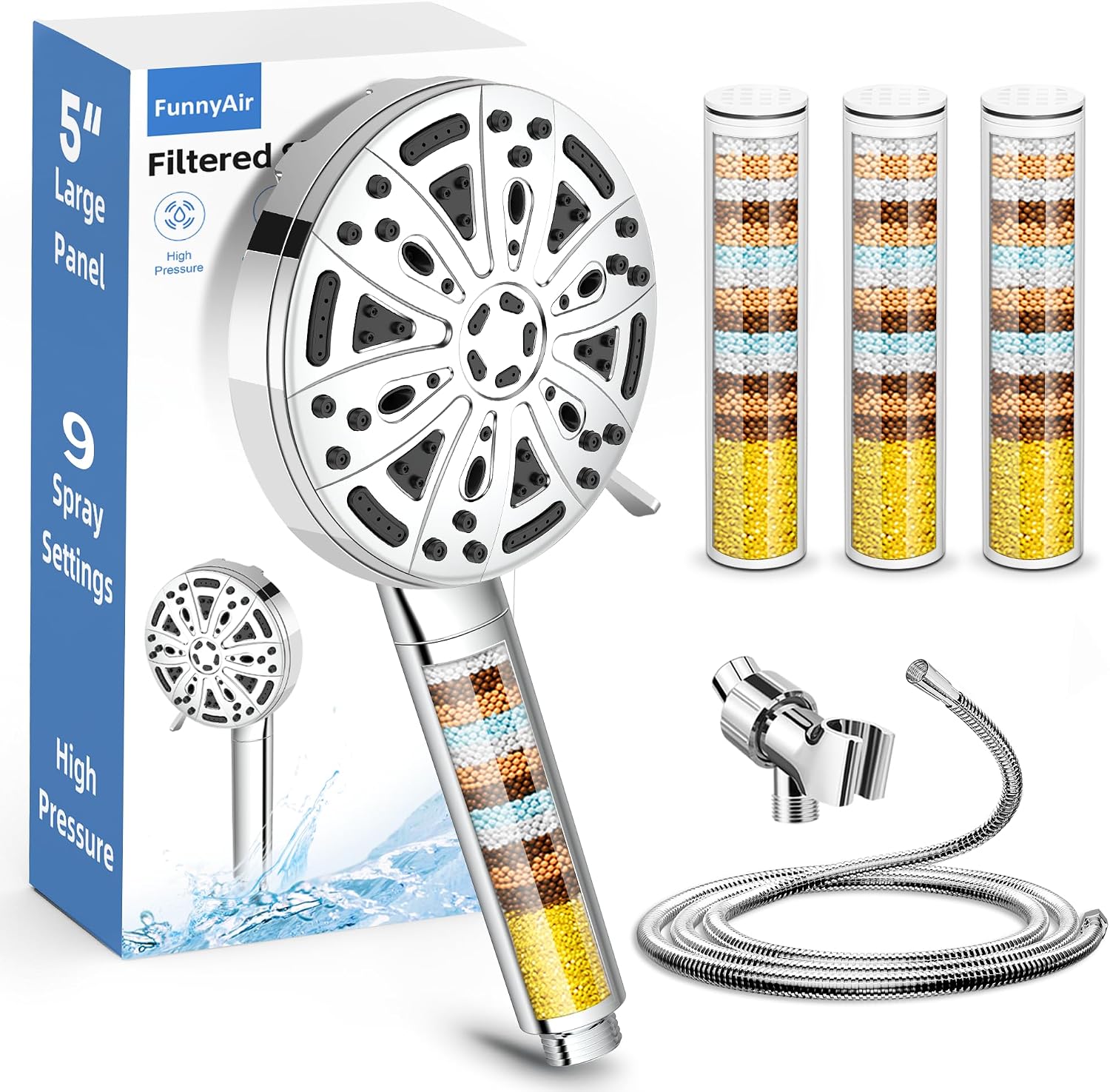 Detalle de FunnyAir Handheld Filtered Shower Head, 3 Filters