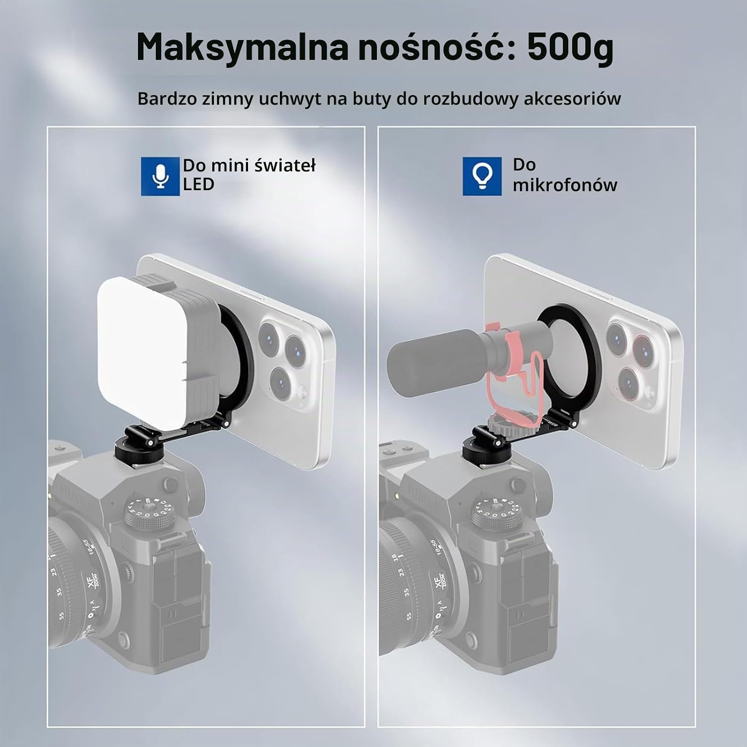 Detalle de NEEWER CA163 magnetyczny uchwyt do telefonu z zimną stopką, aluminiowy