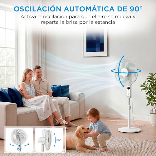 Thumbnail 10 de Midea Ventilador de Pie Silencioso con Mando a Distancia: 50 W, 3 velocidades y Oscilación de 90°