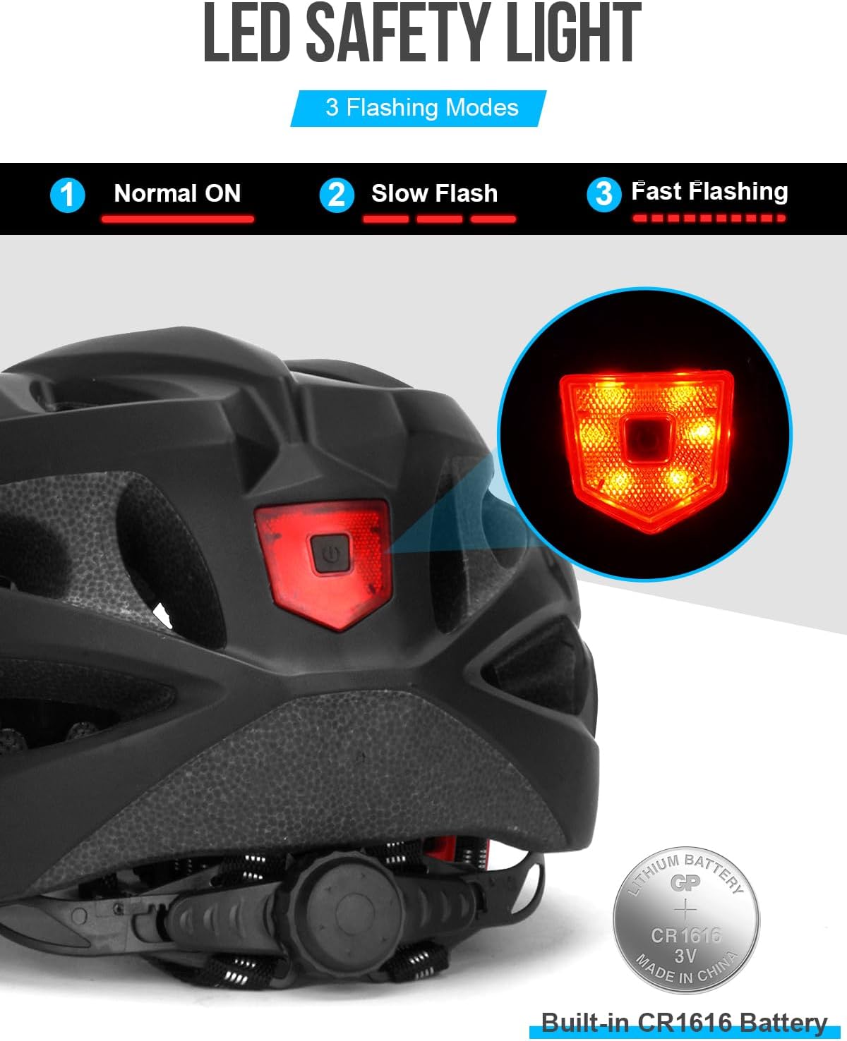 Thumbnail 2 de Fahrradhelm Erwachsene mit LED-Licht – Cityhelm Urban verstellbar 57–62 cm (PC-Schale/EPS) für Damen & Herren