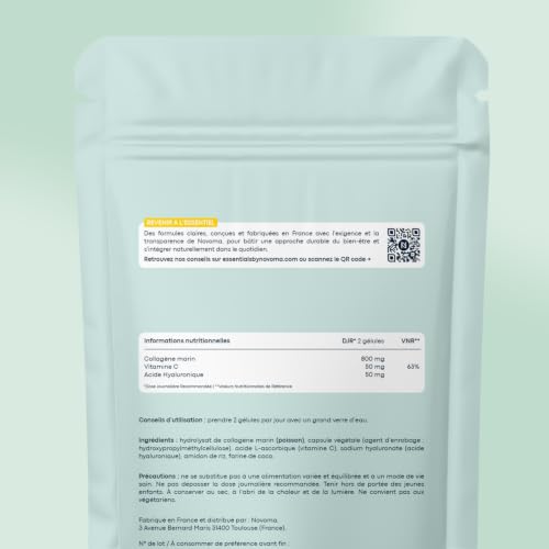 Detalle de Collagène Marin + Acide Hyaluronique + Vitamine C – 60 gélules, NOVOMA