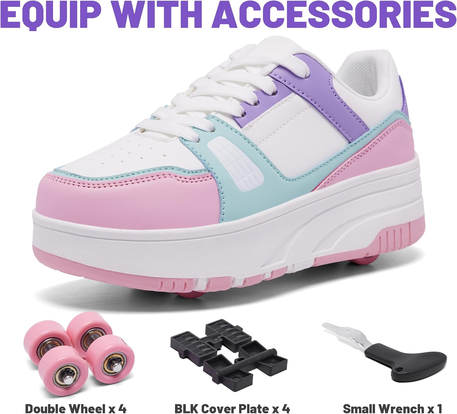Thumbnail 1 de ANEFUN Roller Skate Shoes for Kids: Detachable Wheels, Beginner-Friendly Comfort