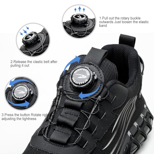 Detalle de GUDECIUS: Zapatillas de Seguridad para Hombre y Mujer con Cordones de Botón, Punta de Acero y Suela Antideslizante