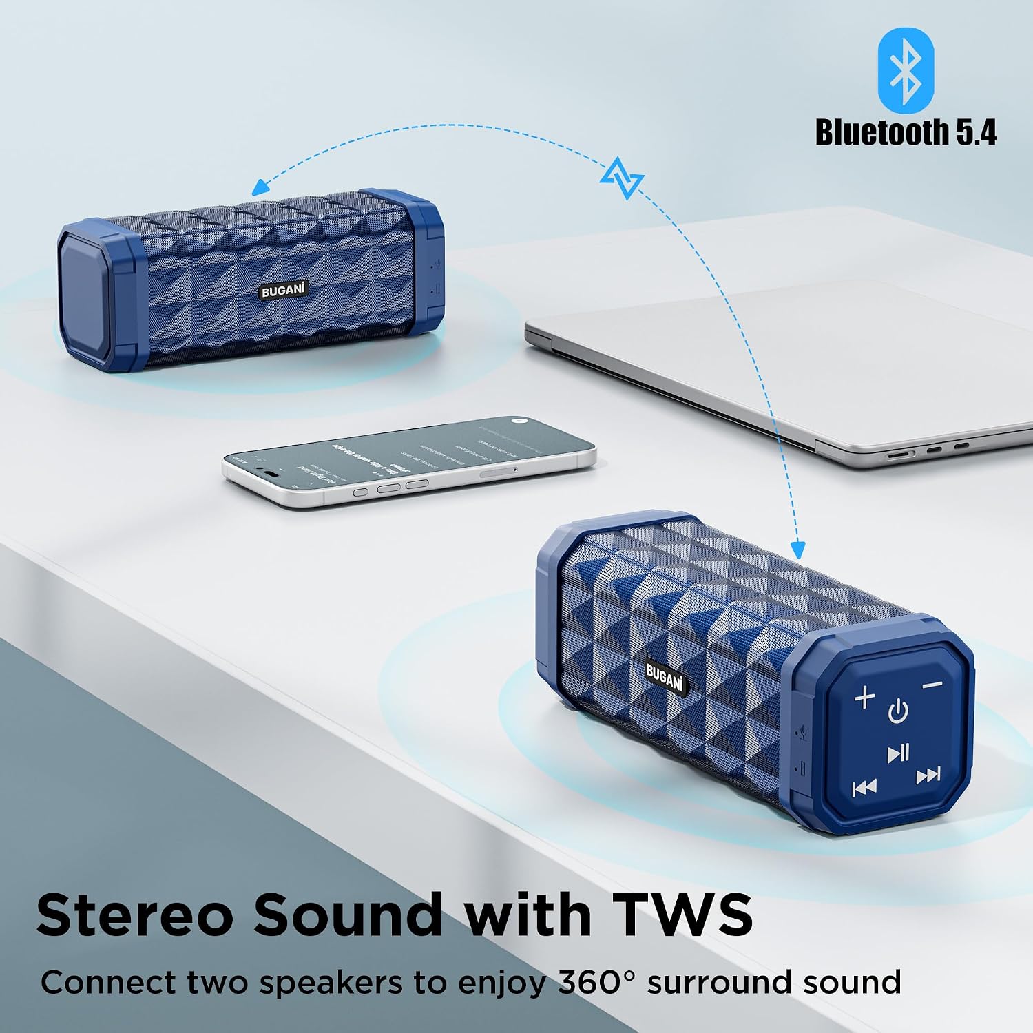Detalle 2 de BUGANI Bluetooth Speaker: Portable Wireless Speaker with 24H Playtime 🎵