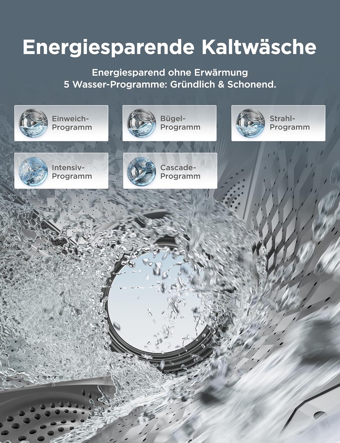 Detalle de Midea Waschmaschine MFV3EW100BA10 – 10 kg, A-10%, leise und vielseitig