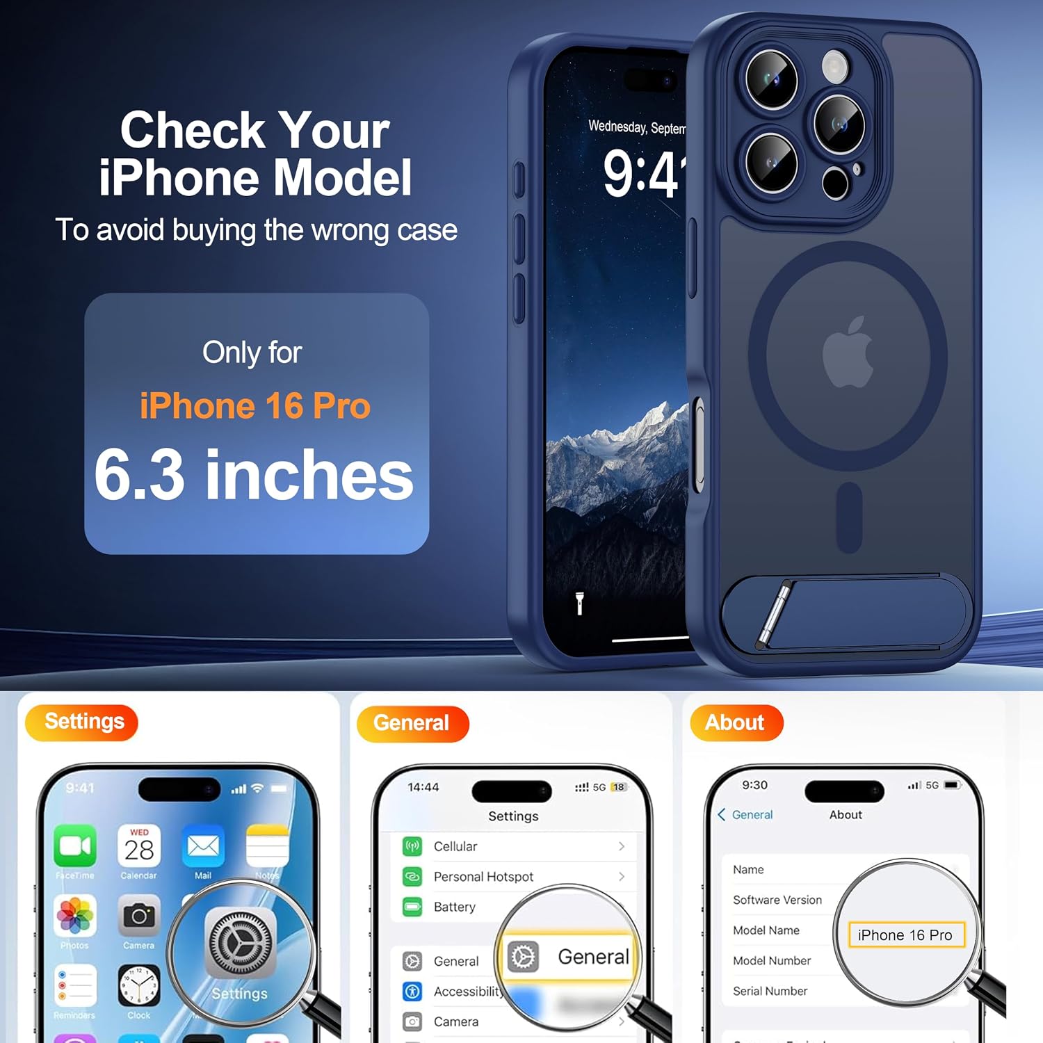 Detalle 2 de AMILIFECASES iPhone 16 Pro Case, MagSafe-Compatible with Kickstand and Camera Protection