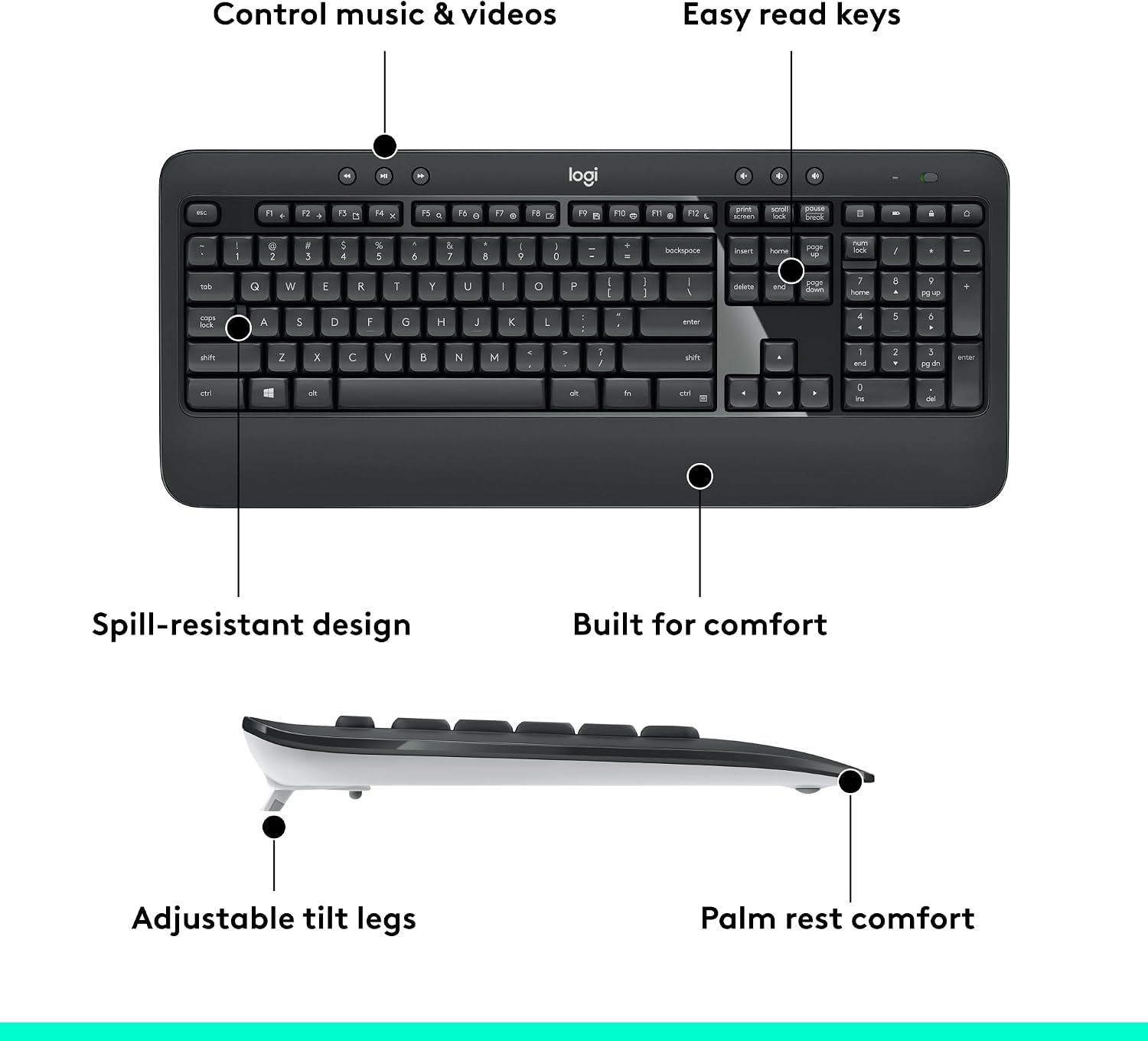 Thumbnail 5 de Logitech MK540 Advanced French Wireless Keyboard and Mouse Combo, Full-Size with Number Pad