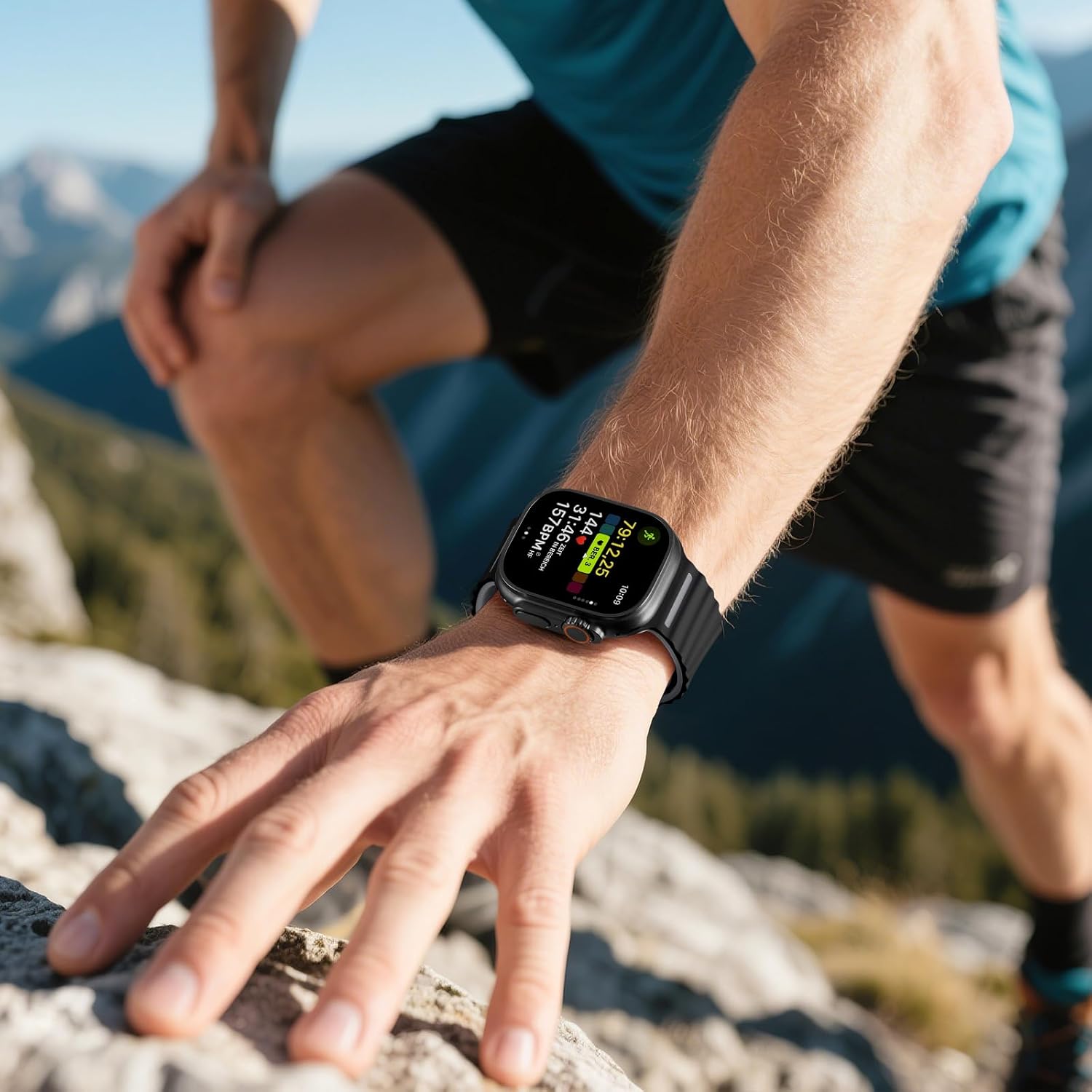 Detalle de Mastten Sports Strap for Apple Watch (waterproof, breathable silicone) – 44mm/45mm/46mm/49mm/42mm