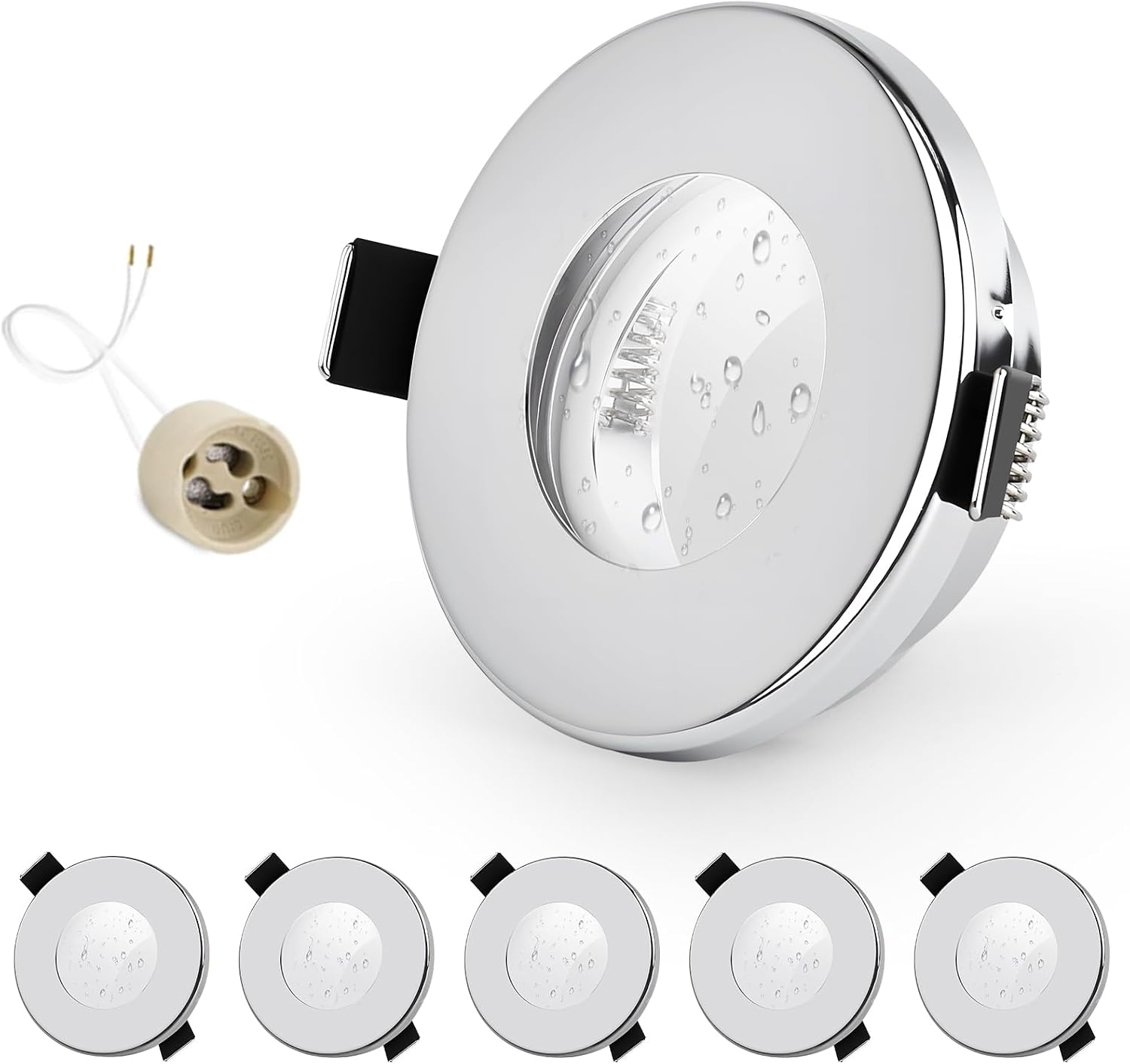 Detalle de GeyouLux 6er Set Einbaustrahler Rahmen IP65 68mm
