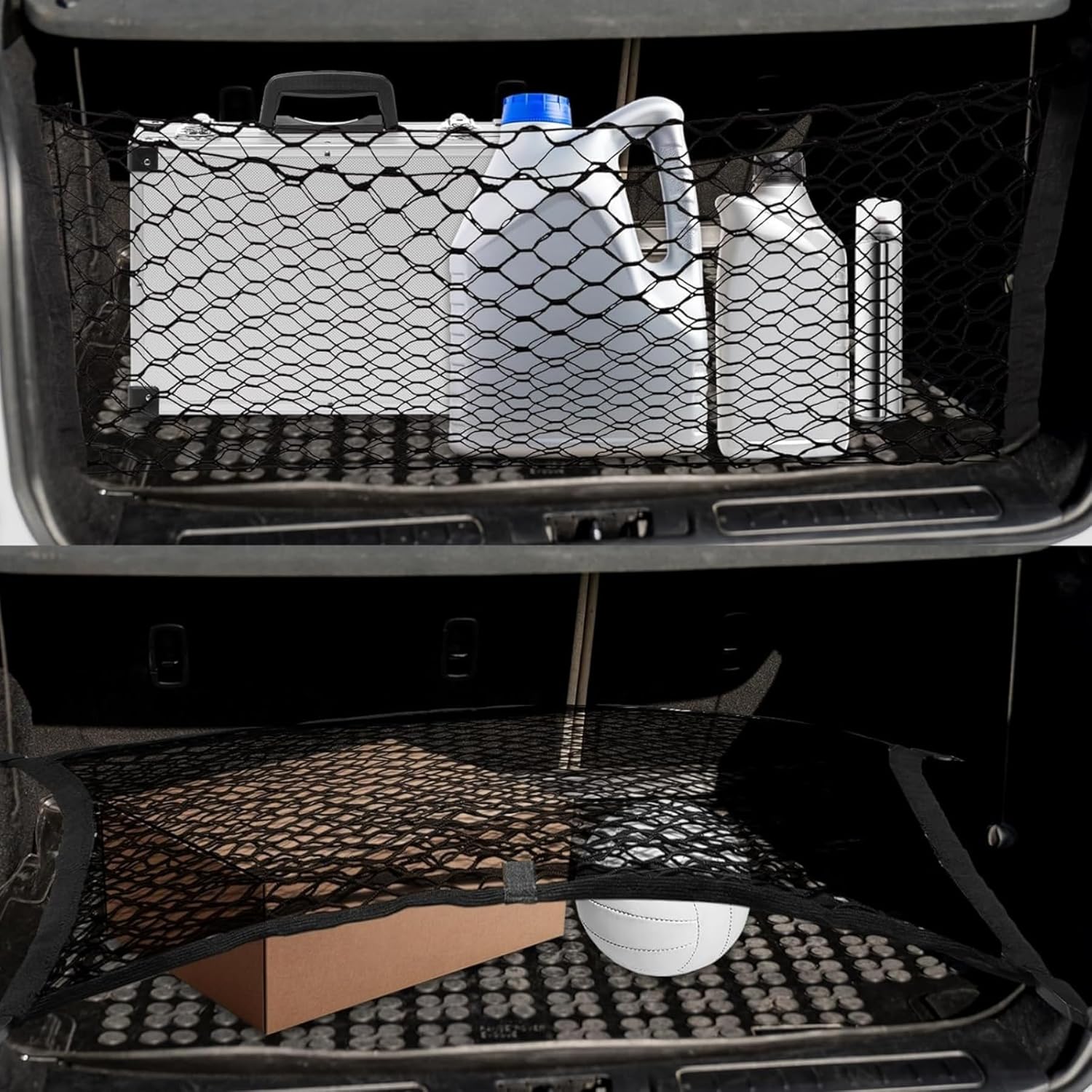Thumbnail 5 de JT-HLM Cargo Net Stretchable: Nylon Mesh, Adjustable Elastic Car Boot Net with 4 Hooks (40x60cm) for SUVs, Cars and Trucks
