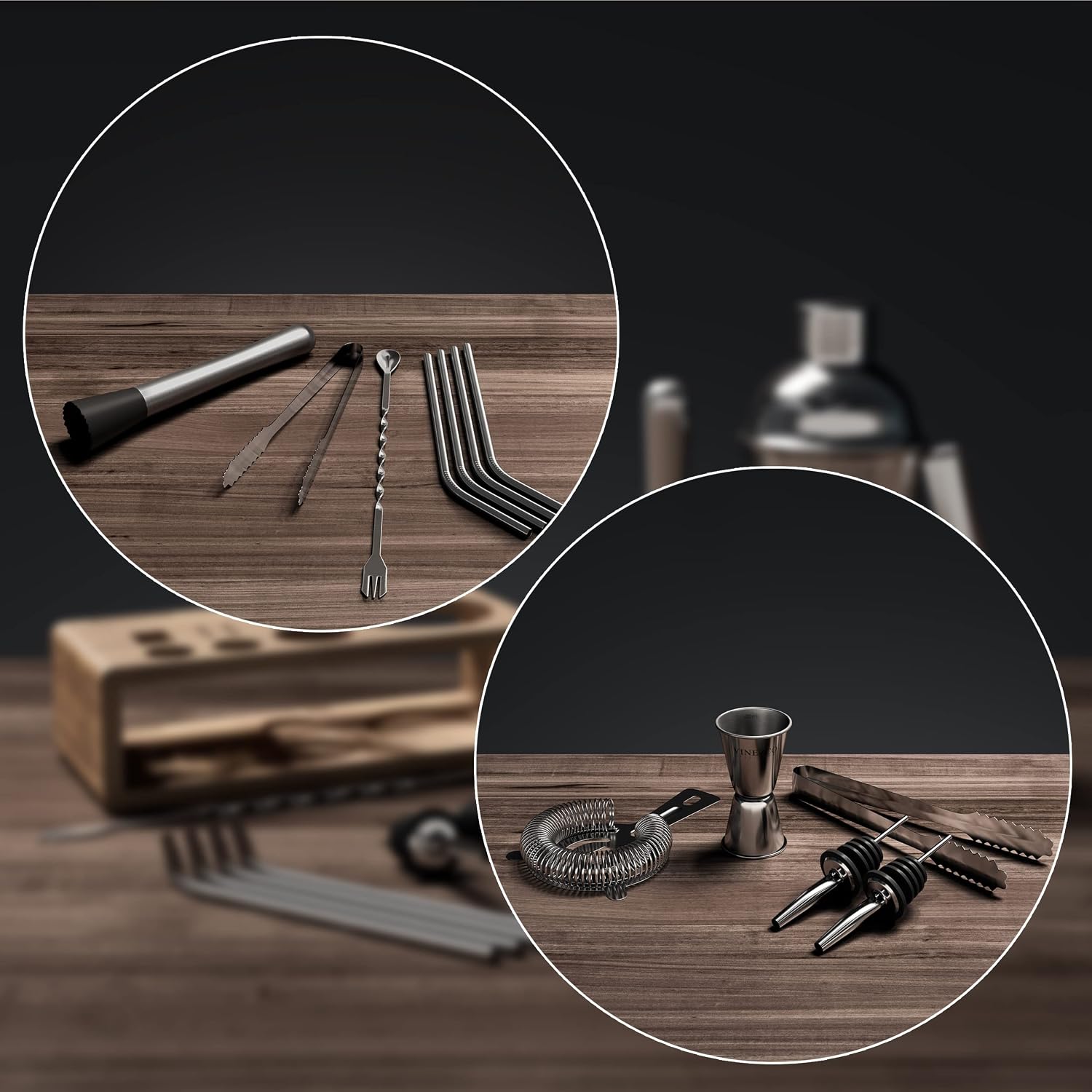 Thumbnail 4 de Cocktail Shaker Set mit Ständer & Rezeptbuch – Premium Edelstahl Barset inklusive Zubehör