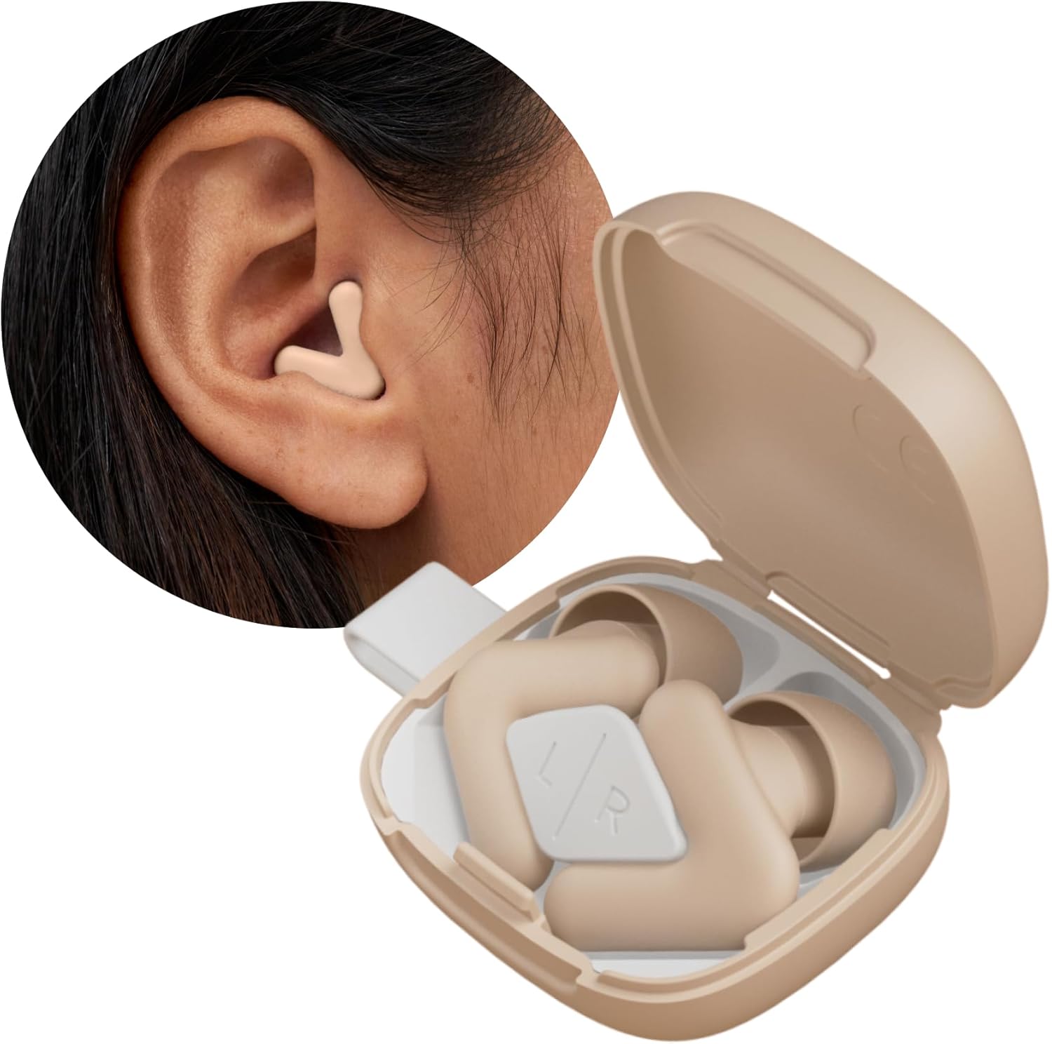 Alpine Silence V-Form Ohrstöpsel (beige) – ultrakomfortable, wiederverwendbare Gehörschutz-Ohrstöpsel in XS/S/M/L