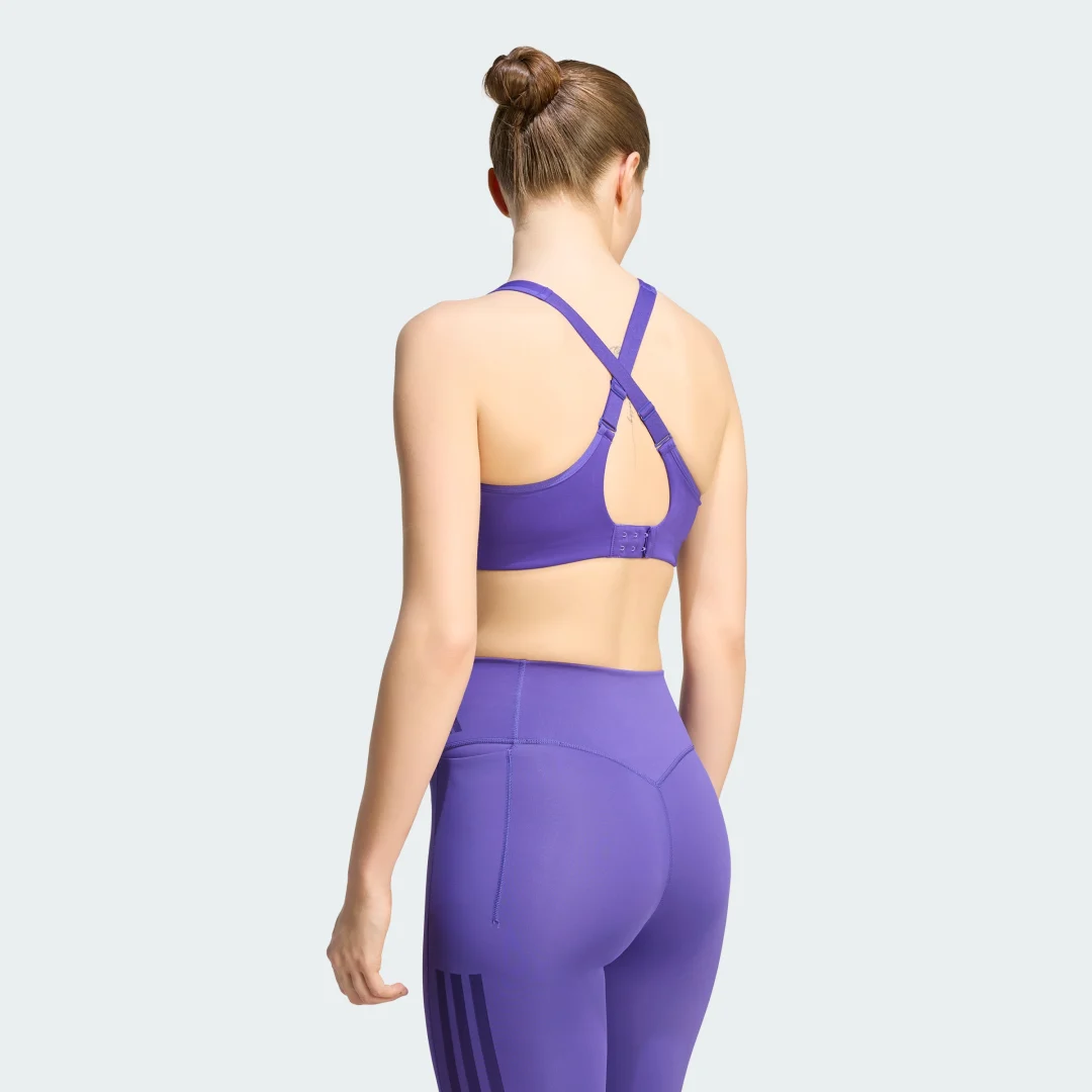 Detalle de Sujetador de entrenamiento para alto impacto Optime de Adidas – color violeta