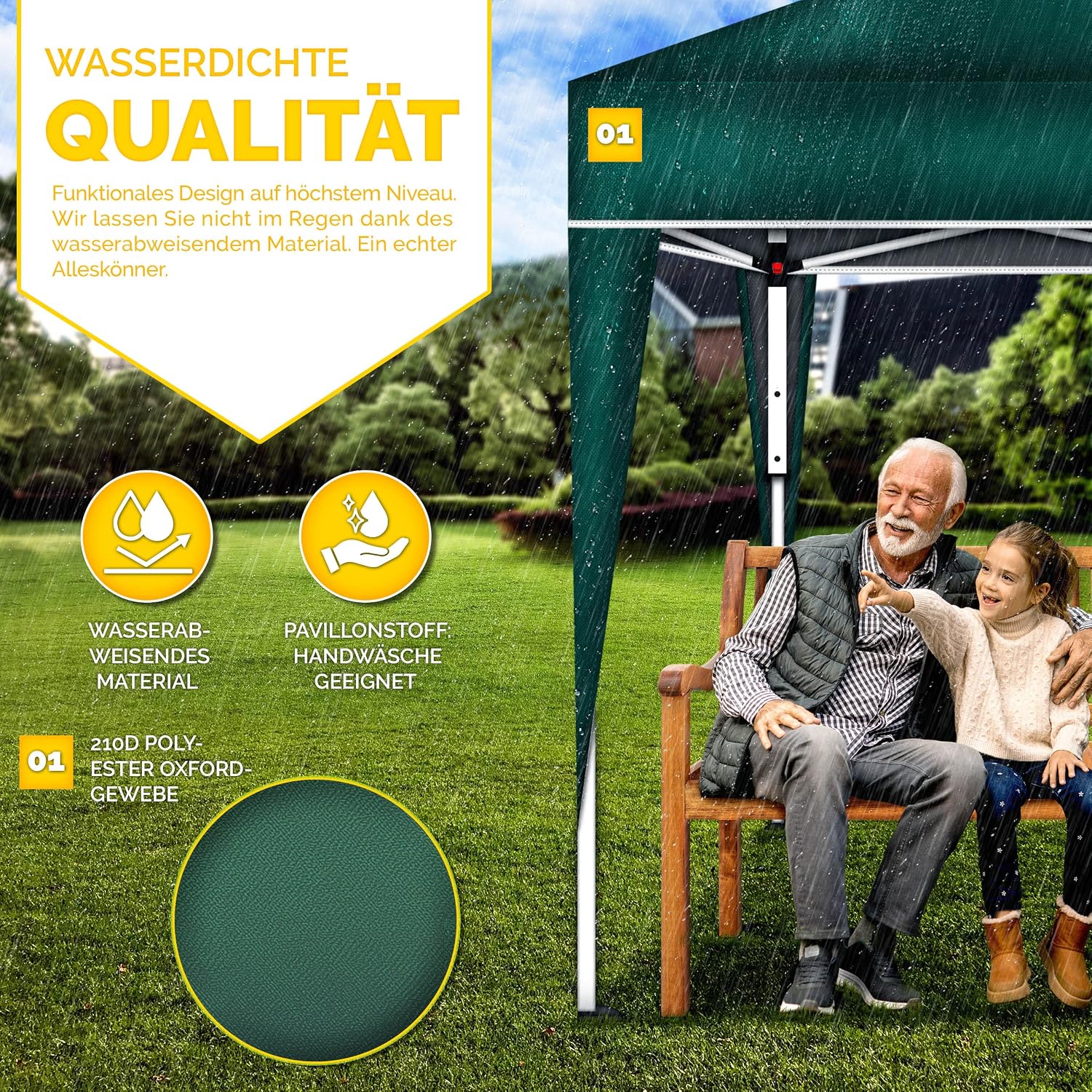 Detalle 1 de tillvex Tuinprieel 3 x 3 m, opvouwbaar met UV-bescherming 50+