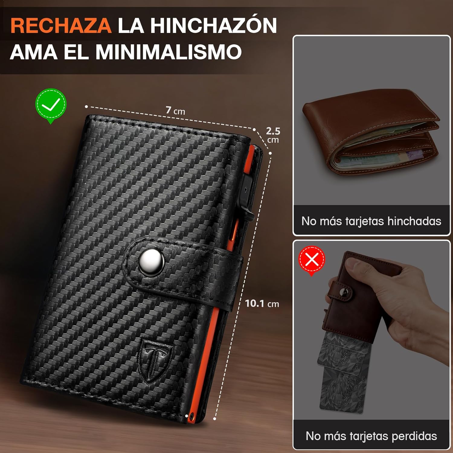 Detalle 2 de TENBST Carteras Carteras delgada 10 tarjetas