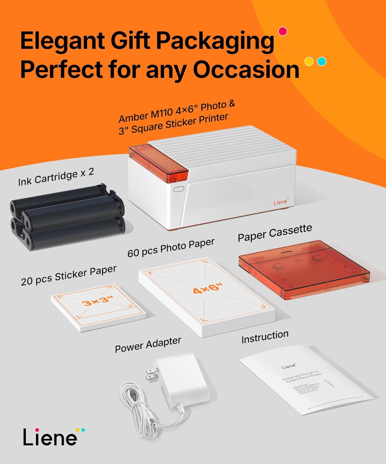 Thumbnail 6 de Liene Amber M110 Bluetooth Photo Printer 80-sheet bundle 📷