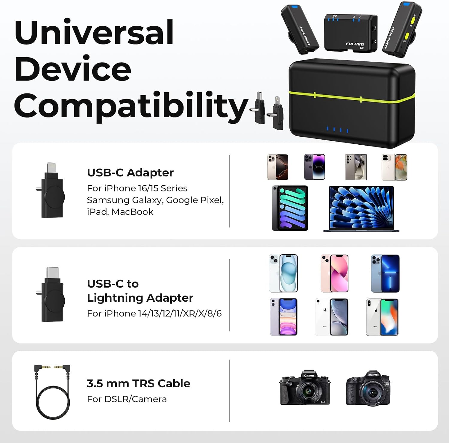 Thumbnail 5 de FULAIM X6S Microfono Lavalier Wireless 48kHz/24Bit