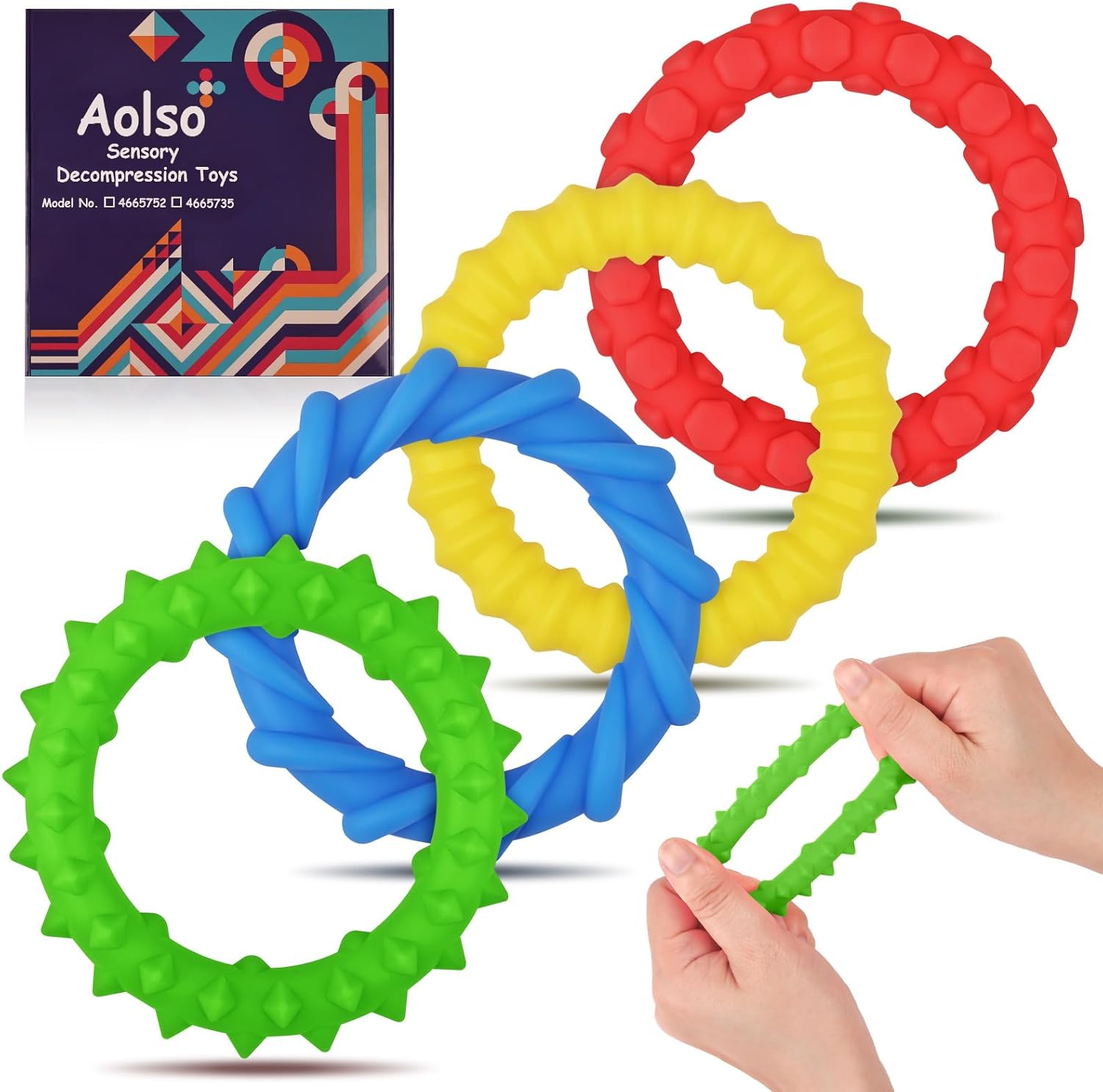 Aolso Fidget Toys: 4 Braccialetti Fidget in Silicone per Antistress – Relax e Concentrazione per Bambini e Adulti
