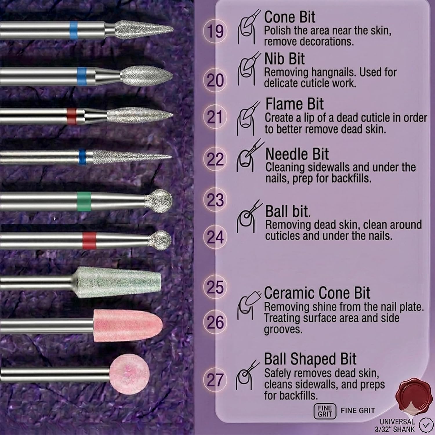 Thumbnail 4 de 30Pcs Nail Drill Bits Set 3/32-inch Carbide Kit 💅