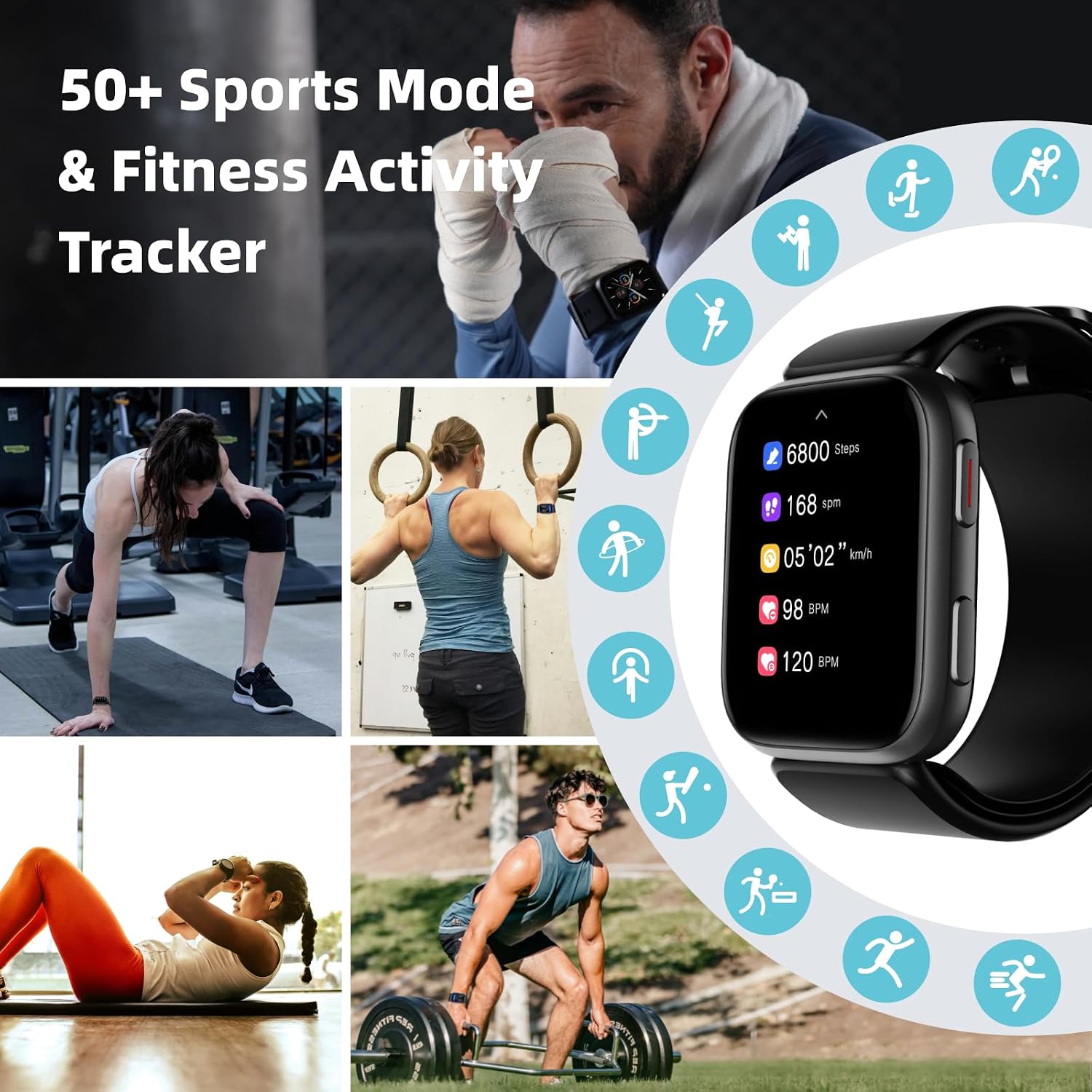 Thumbnail 5 de Blood Pressure Smart Watch with 1.95" Display and Inflatable Cuff