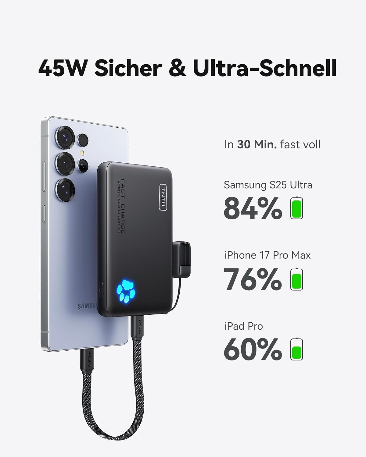 Detalle de INIU Power Bank 45W 10000mAh kompakt