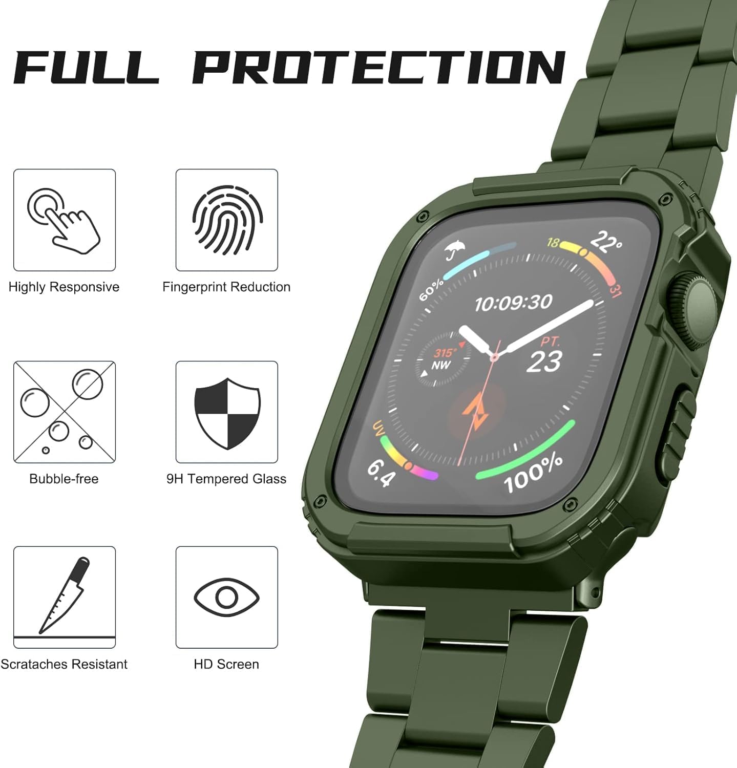 Detalle de Adepoy 2-Pack Rugged Case for Apple Watch Series 10 42mm (with Tempered Glass Screen Protector)