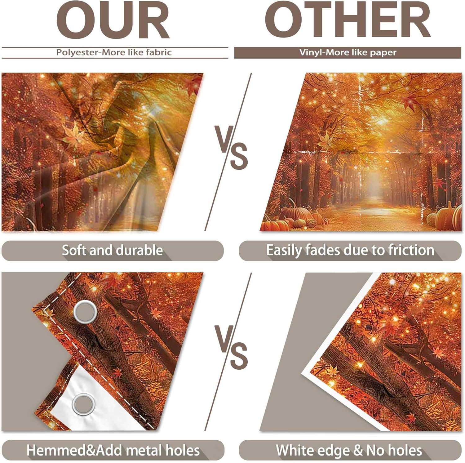 Thumbnail 4 de Luminora 7x5ft Orange Fall Backdrop – Autumn Maple Leaves & Pumpkin Friendsgiving Background