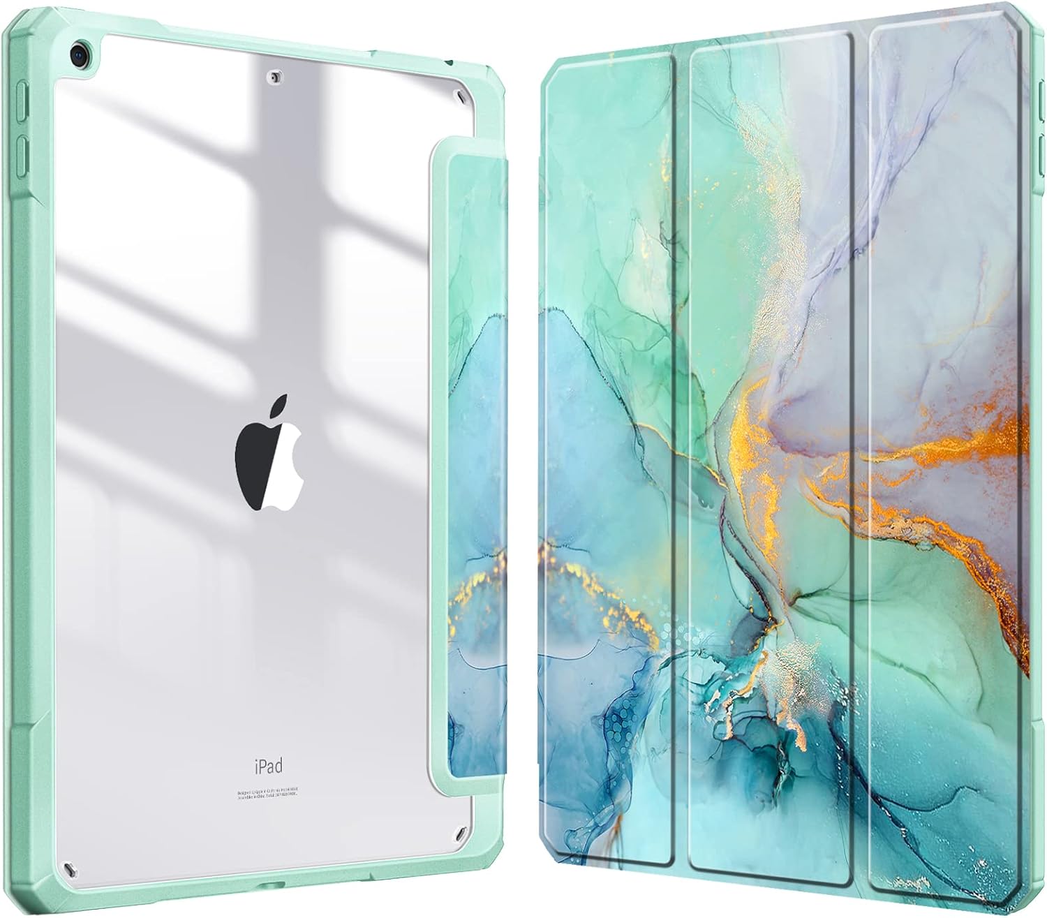 Detalle de Fintie Hybrid Hülle für iPad 10,2 Zoll der 7.–9. Generation (2019–2021) mit Stifthalter, transparente Rückseite und Magnet-Sleep-Wake