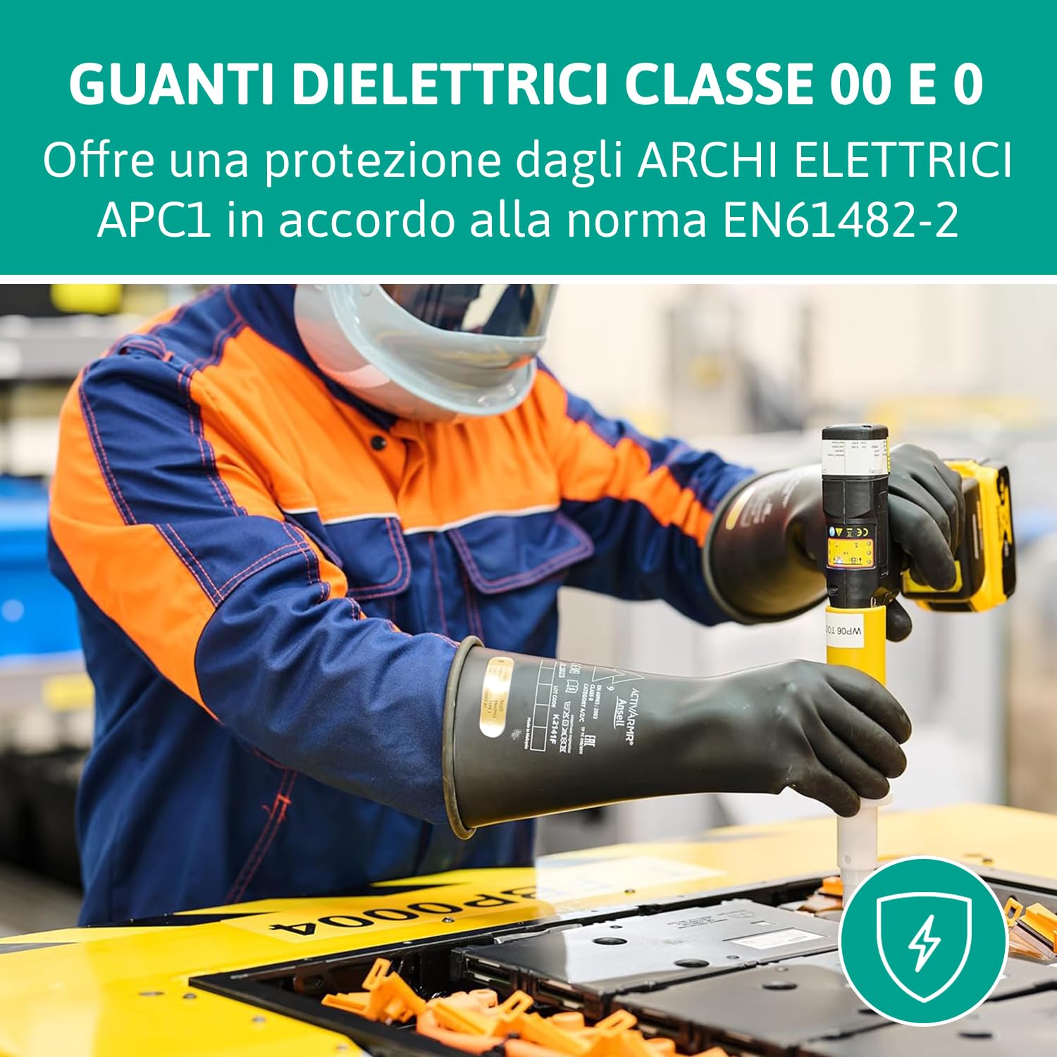 Thumbnail 5 de Ansell ActivArmr Guanti Dielettrici per Elettricisti, Classe 00 (Fino 500V) – 28 cm, Taglia M, Nero