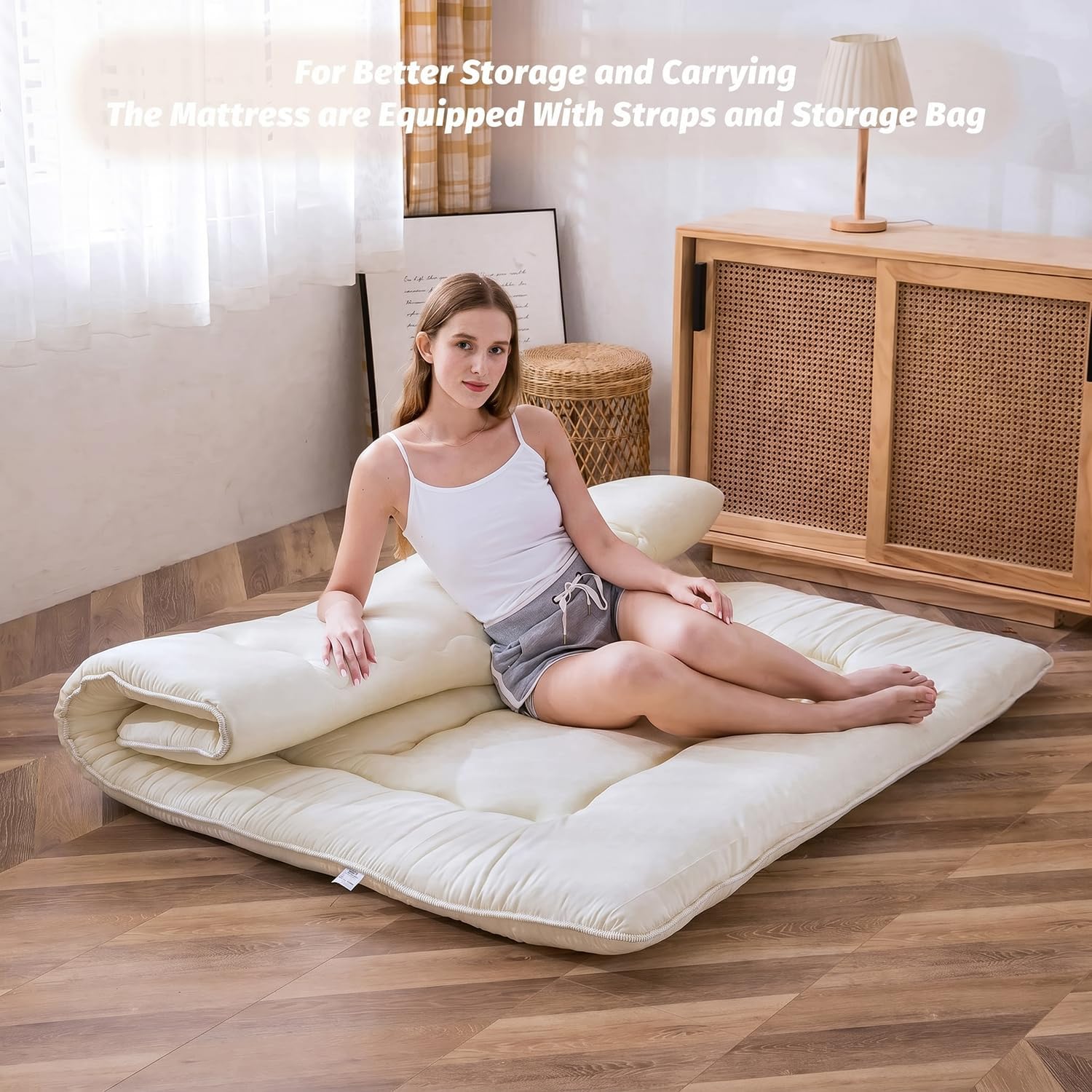 Thumbnail 2 de MAXYOYO 2502-(series) Queen Floor Futon, 4-Inch Foldable Mattress, Off-White